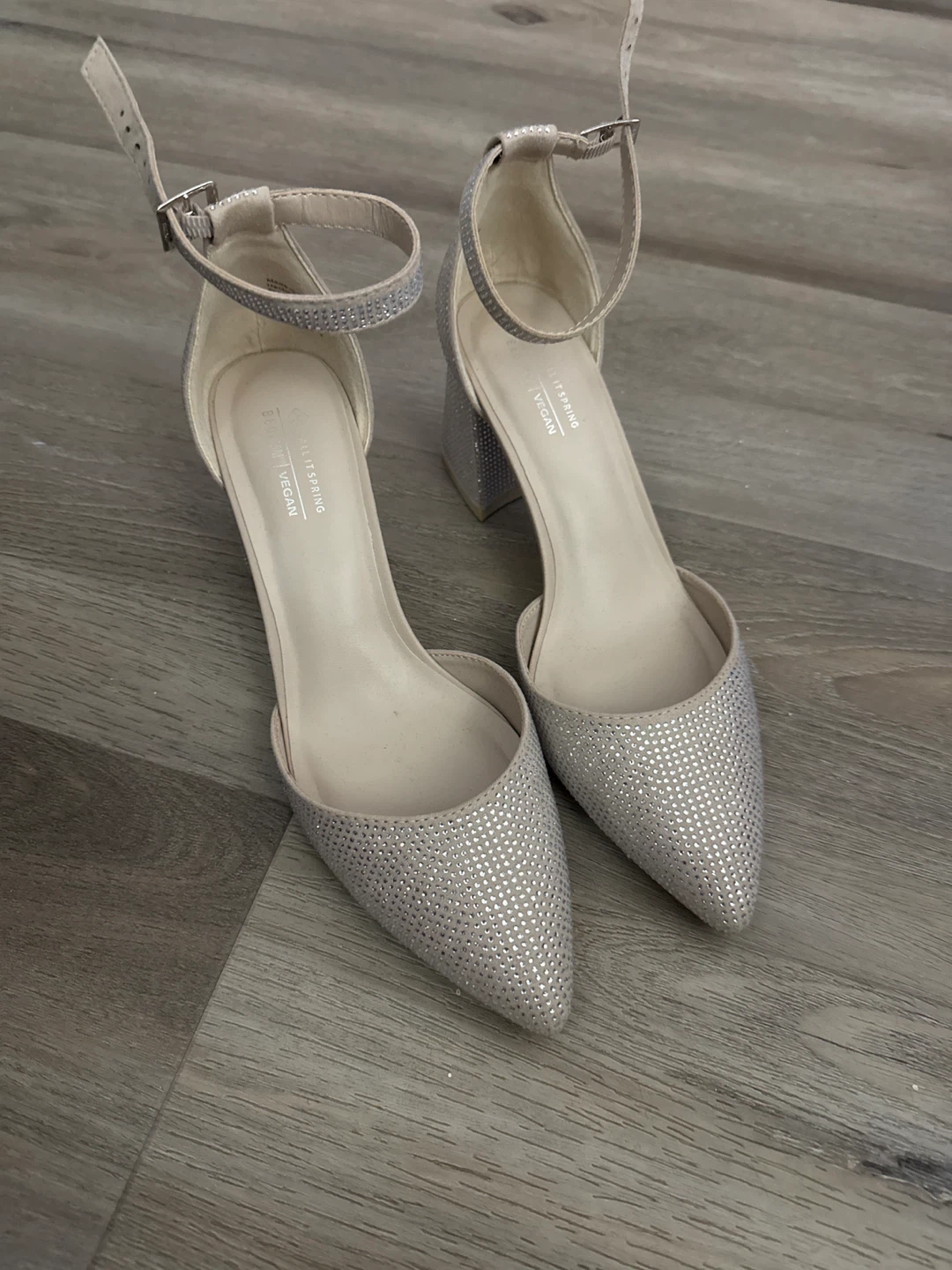 Call It Spring Silver Glitter Heels Size 8