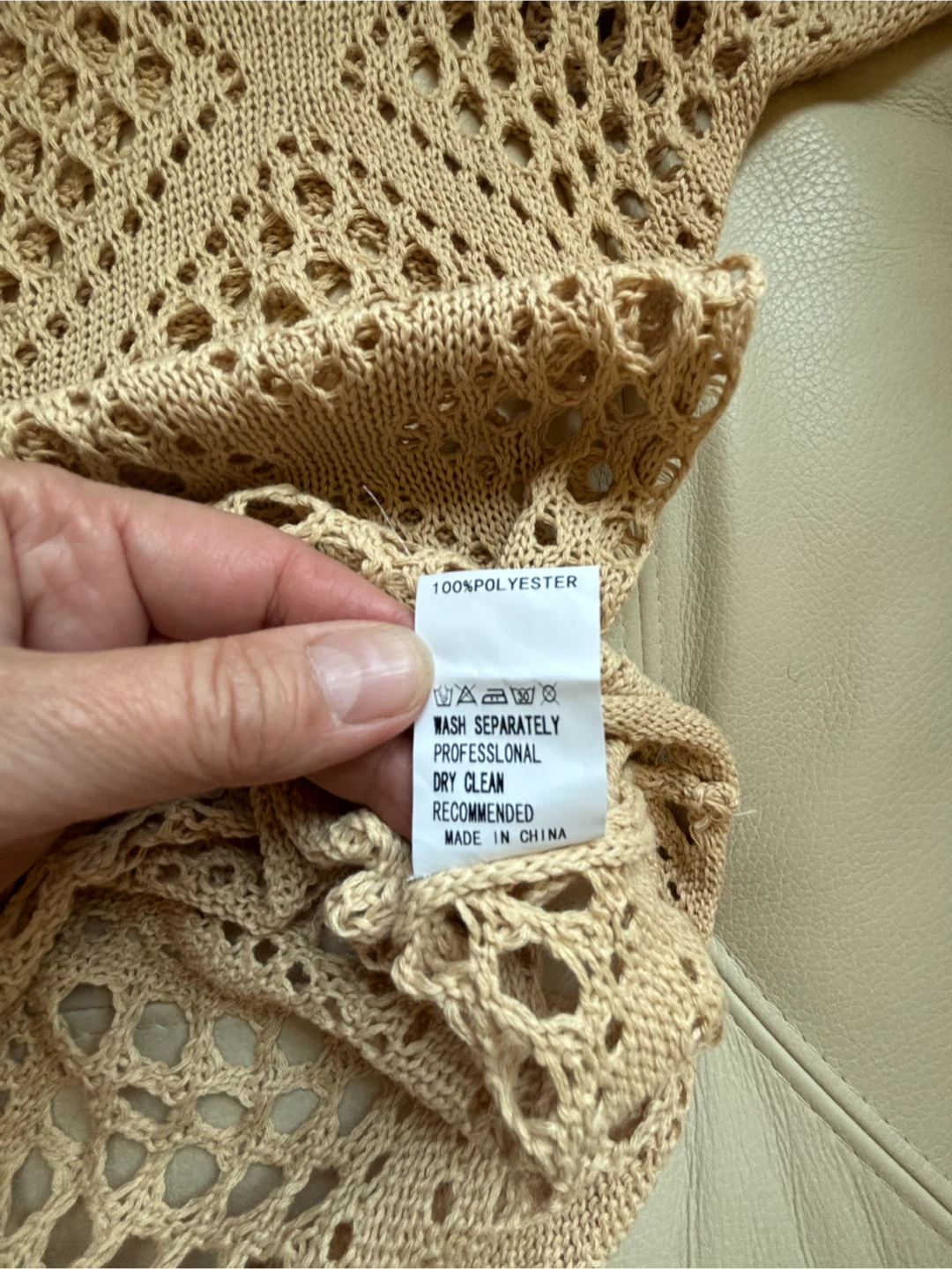 Women's Beige Crochet Sweater size medium - photo 4