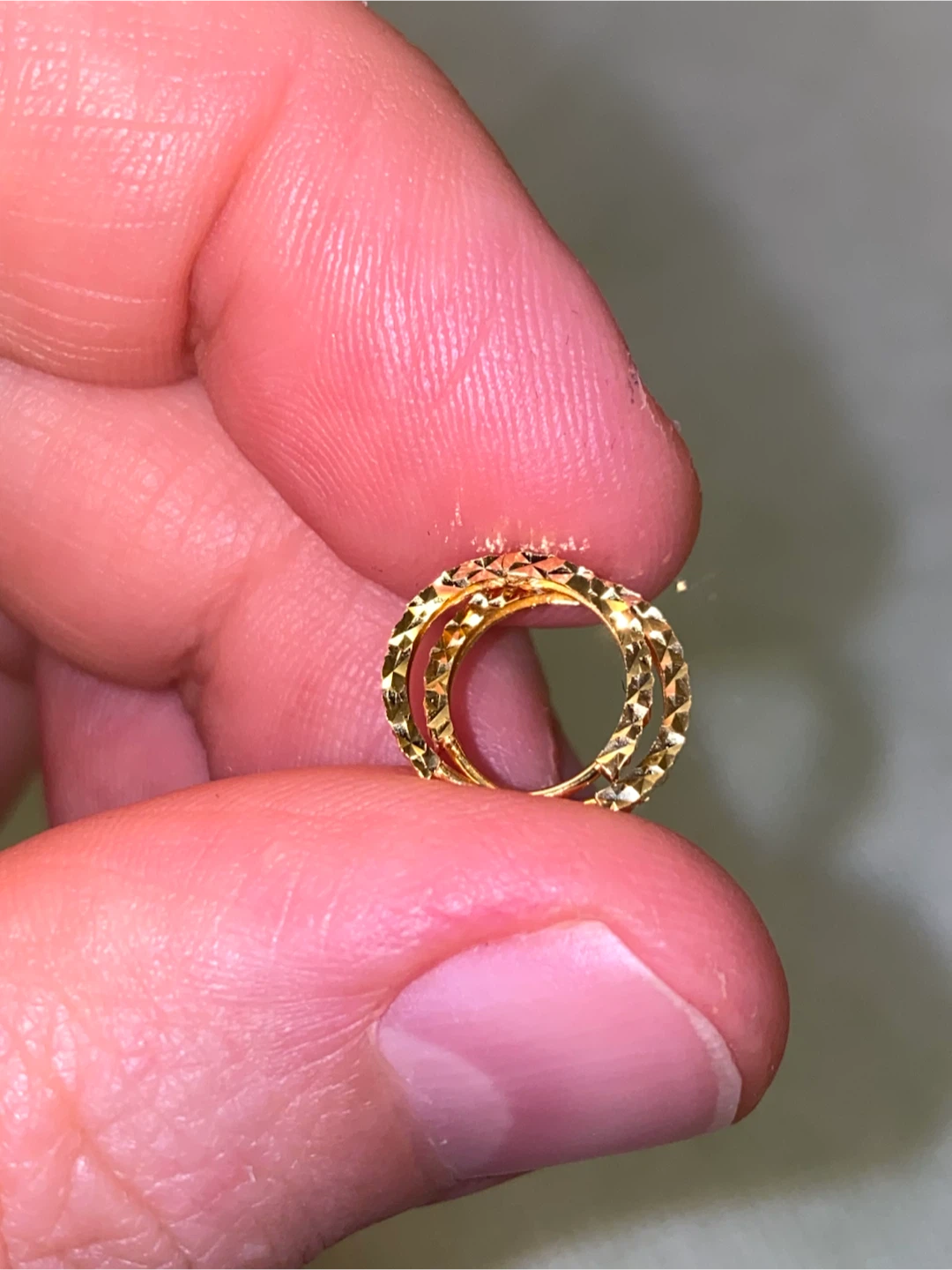 18K Gold  Diamond Cut design Hoop Earrings - photo 5