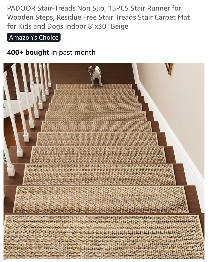 New PADOOR Stair-Treads Non Slip, 15PCS Beige