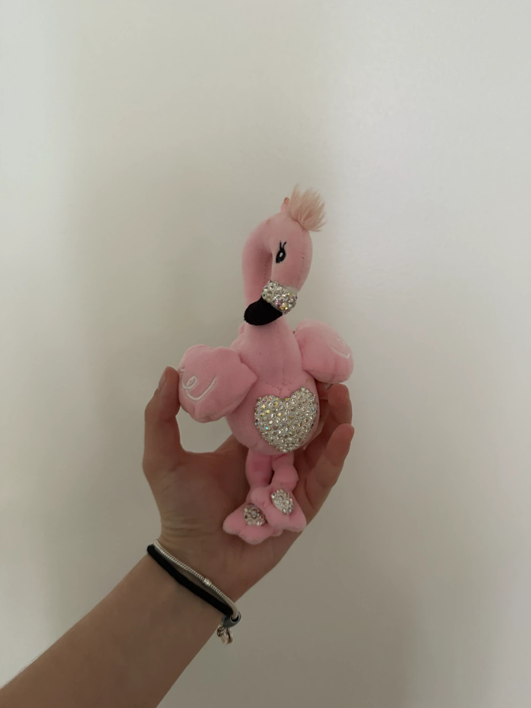 Pink Flamingo Plush Toy with Rhinestones