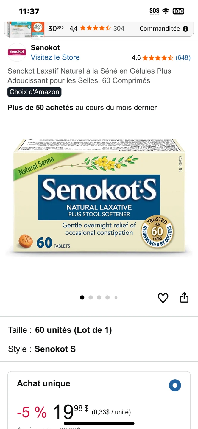 Senokot-S Natural Laxative Plus Stool Softener 60 Tablets - photo 3