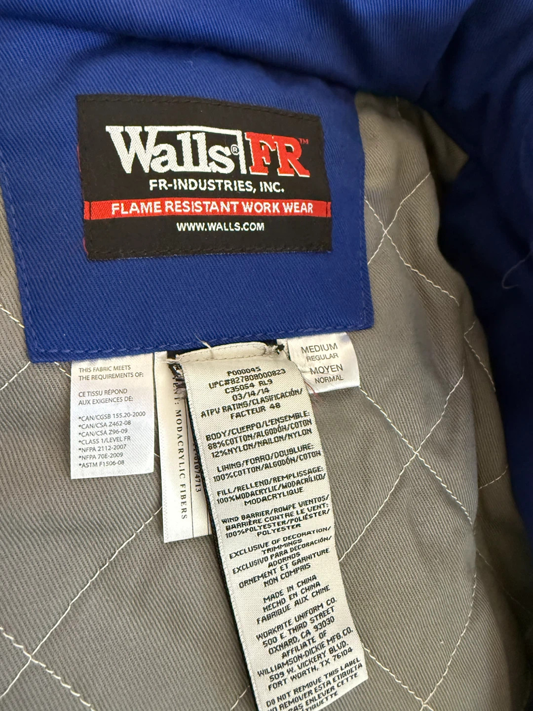WALLS FIRE RESISTANT LINED WINTER PARKA