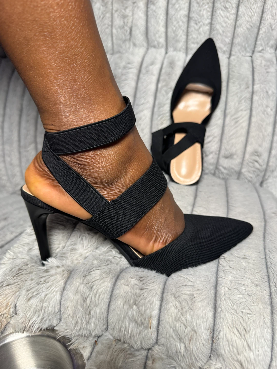 Black Mesh Pointed Toe Stiletto Heels - photo 4