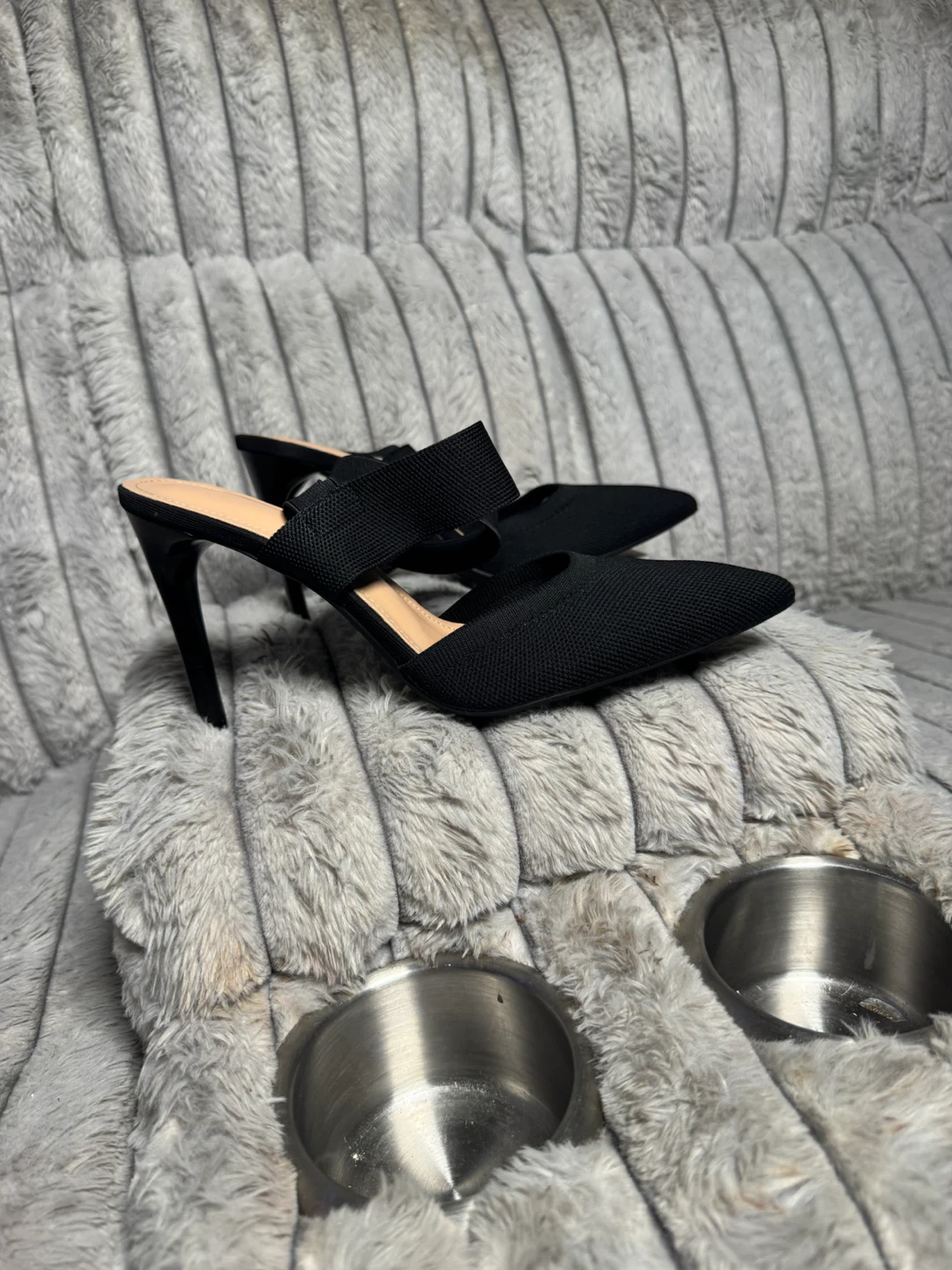 Black Mesh Pointed Toe Stiletto Heels - photo 5