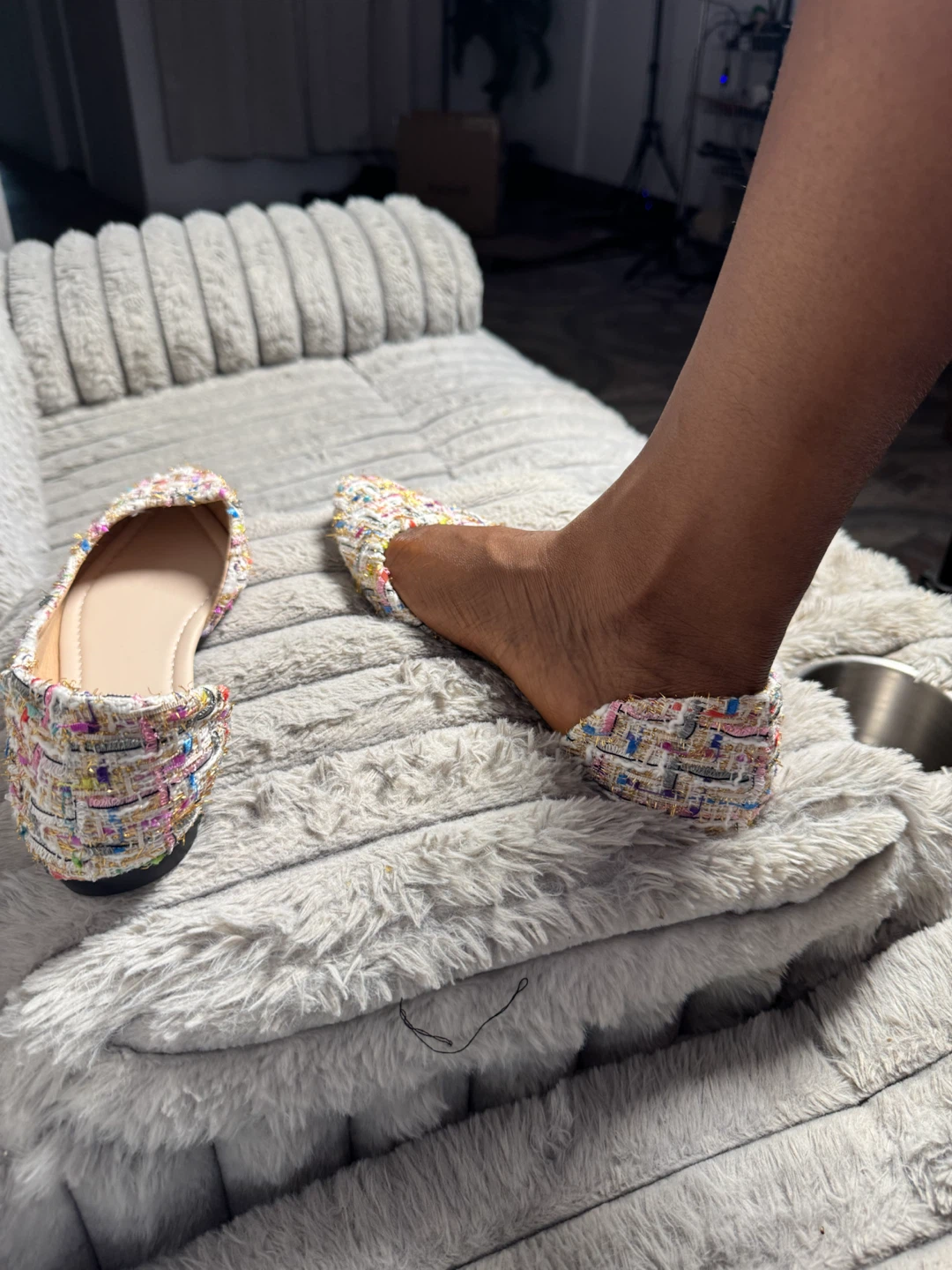 Women's Colorful Tweed Ballet Flats - photo 4