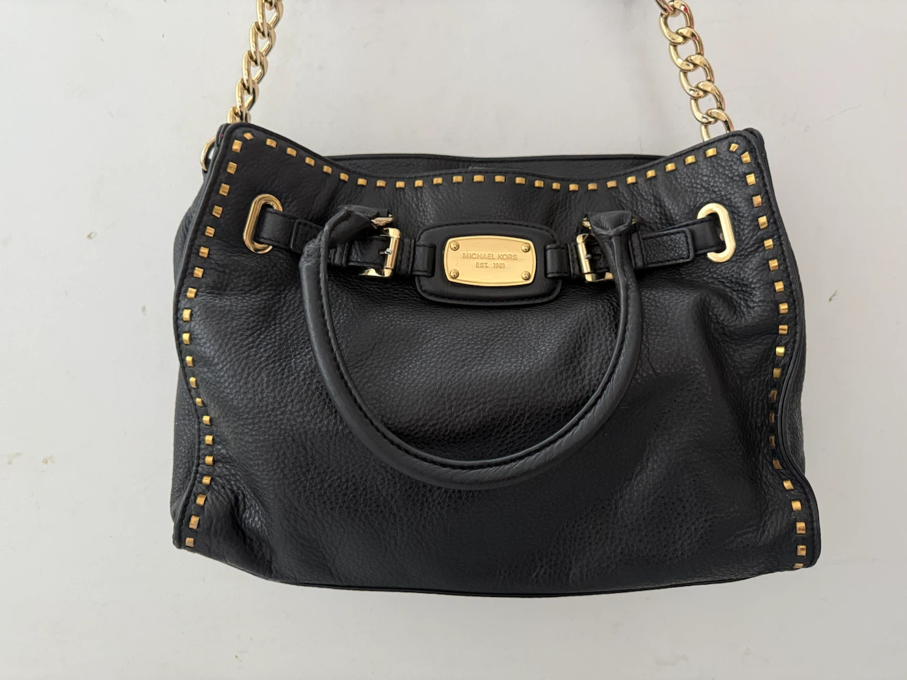 Michael Kors Black Leather Studded Satchel Handbag - photo 2