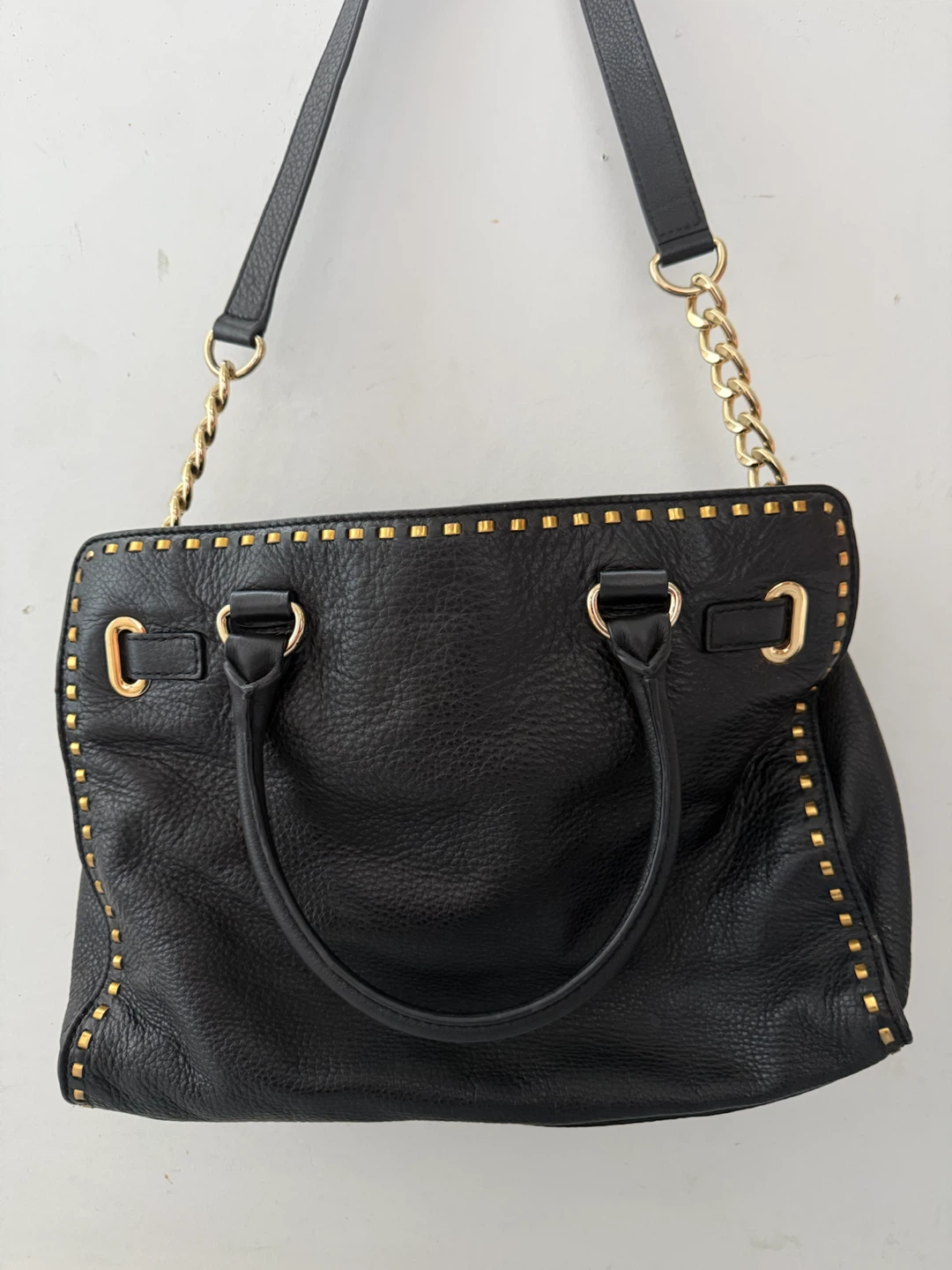 Michael Kors Black Leather Studded Satchel Handbag - photo 3