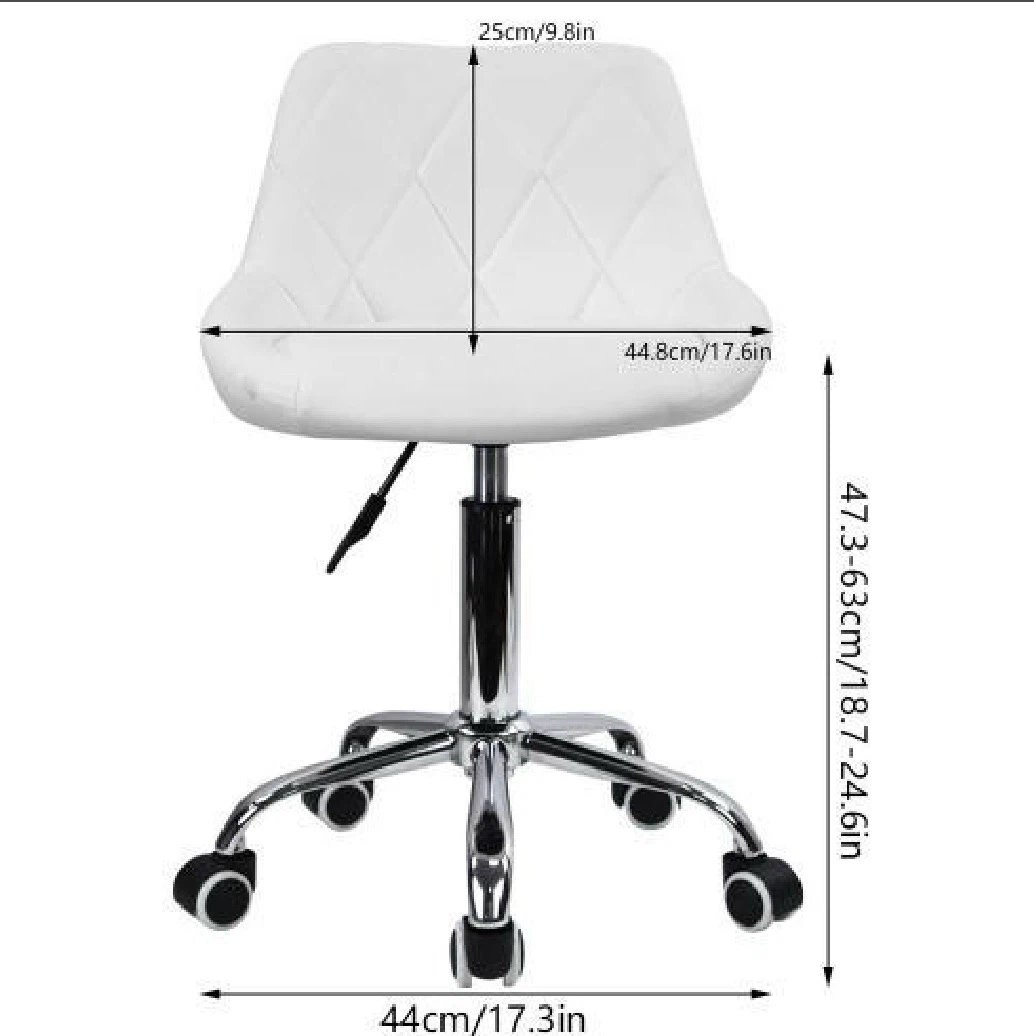 White Adjustable Height Office Stool Leather - photo 2