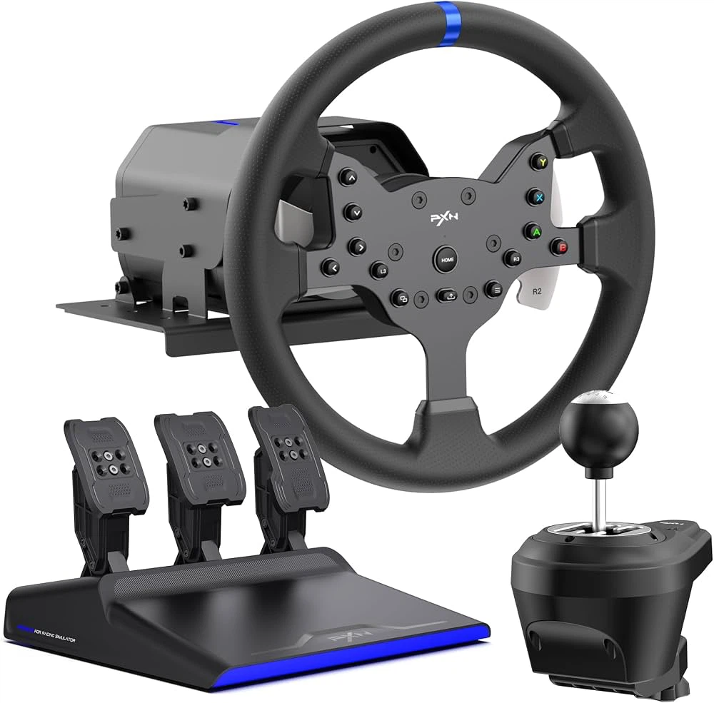 PXN V99 Sim Racing Steering Wheel with Pedals and Shifter