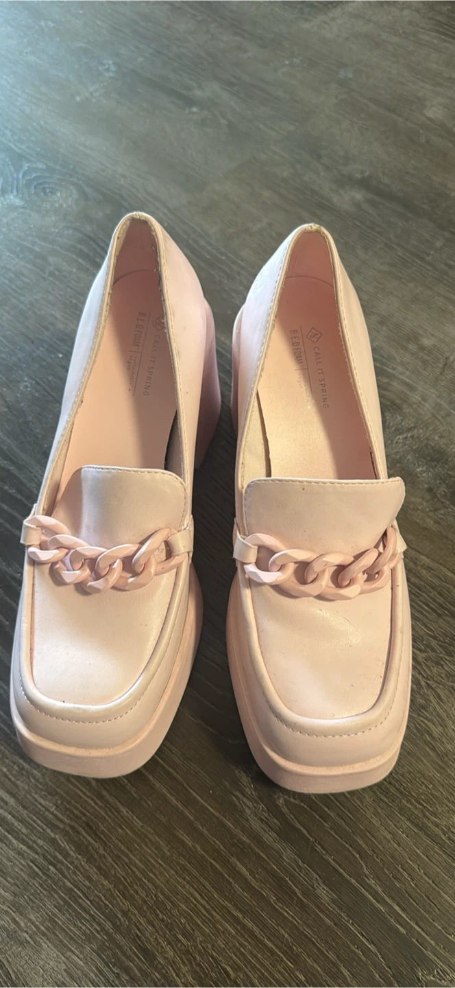 Call It Spring Pink Loafers with Chain Detail size 8 .5