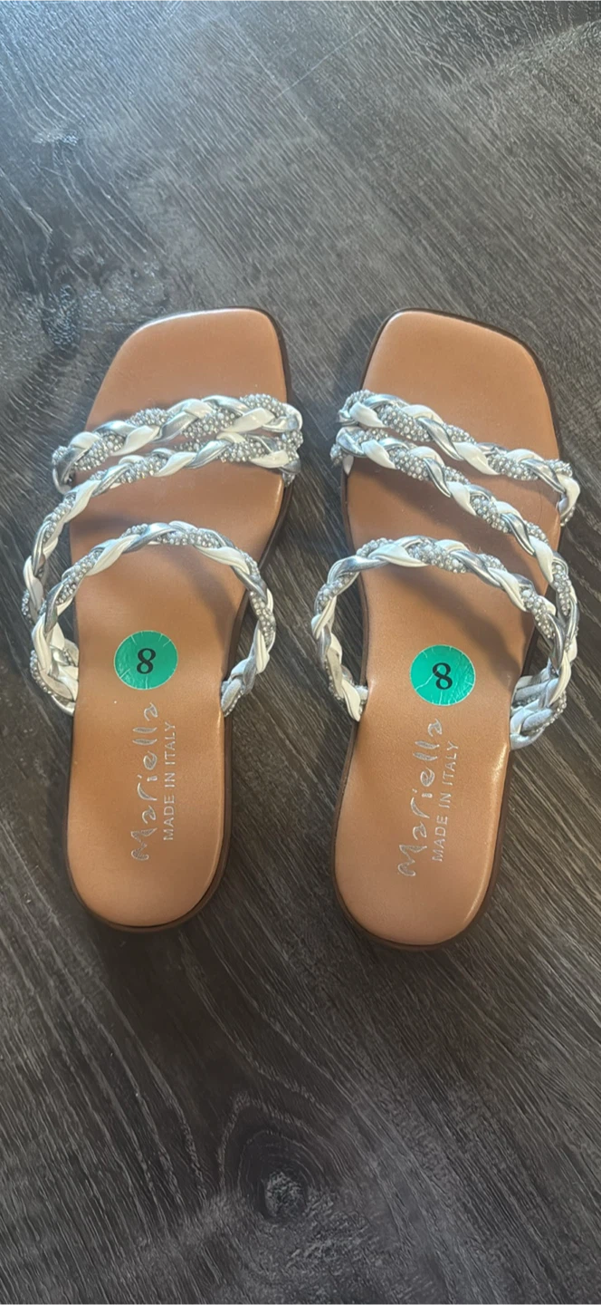 Mariella Women's Braided Embellished Slide Sandals Size 8