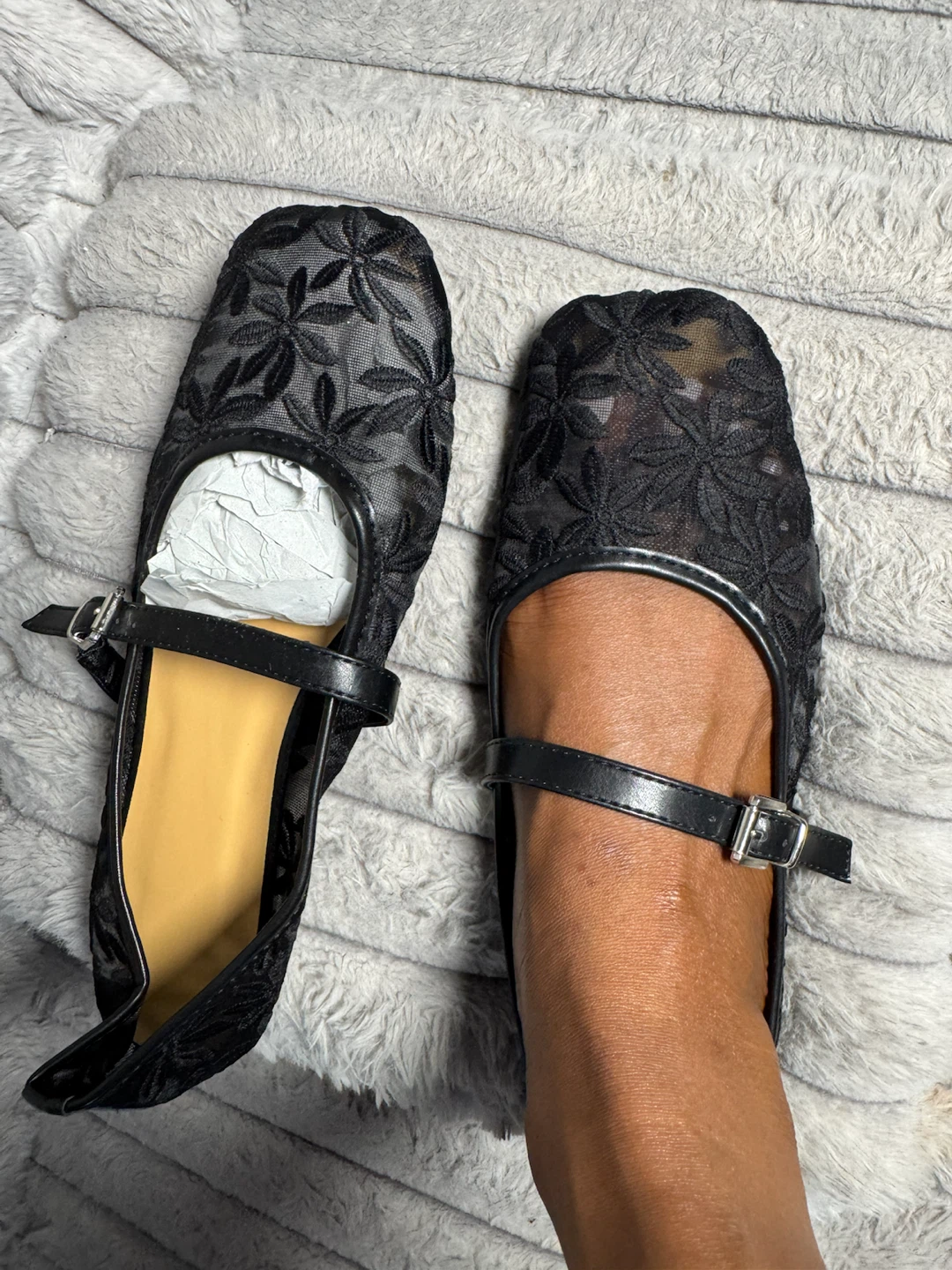 Black Lace Mary Jane Flats