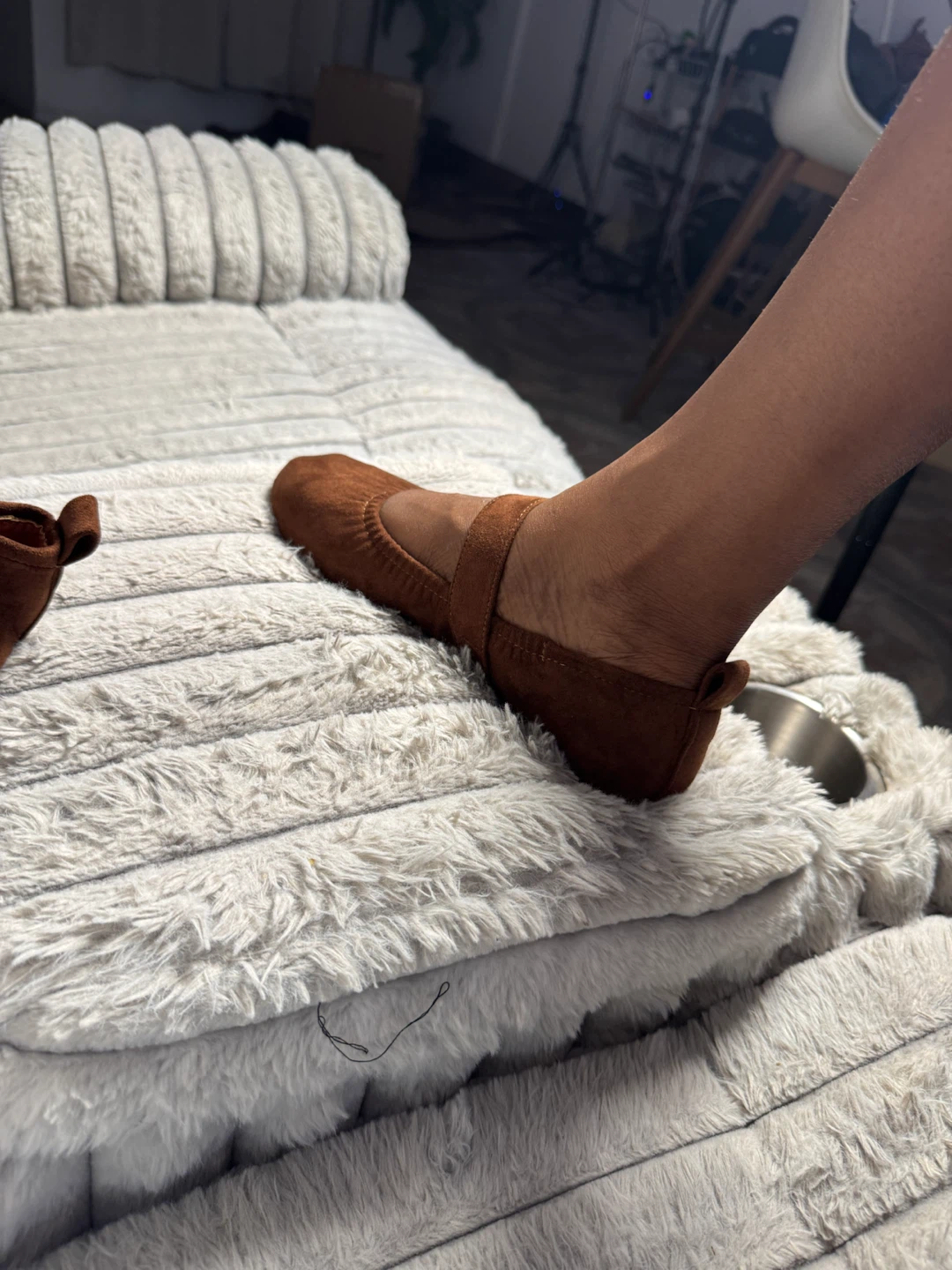 Brown Suede Ballet Flats with Buckle - photo 3