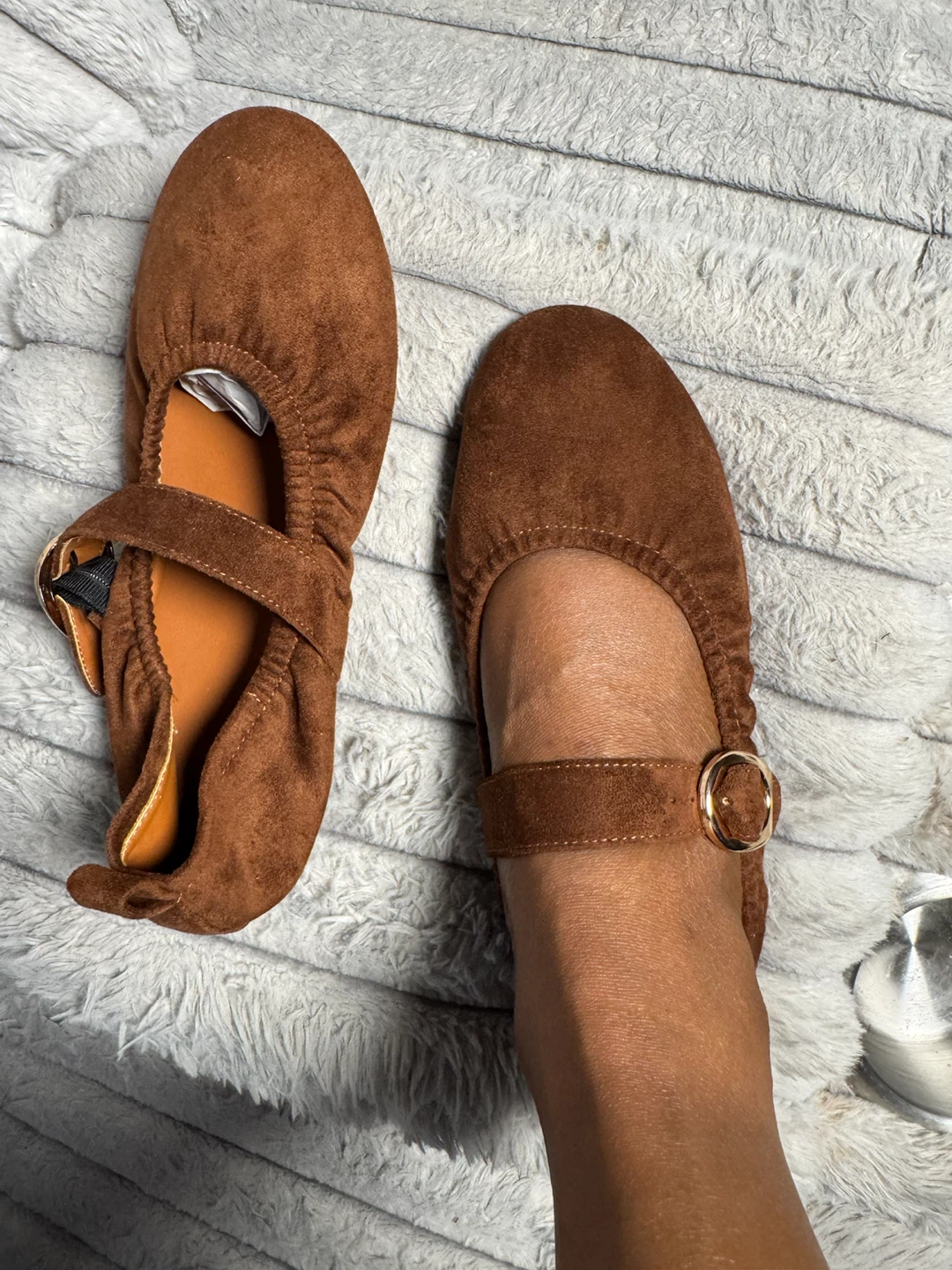 Brown Suede Ballet Flats with Buckle - photo 4