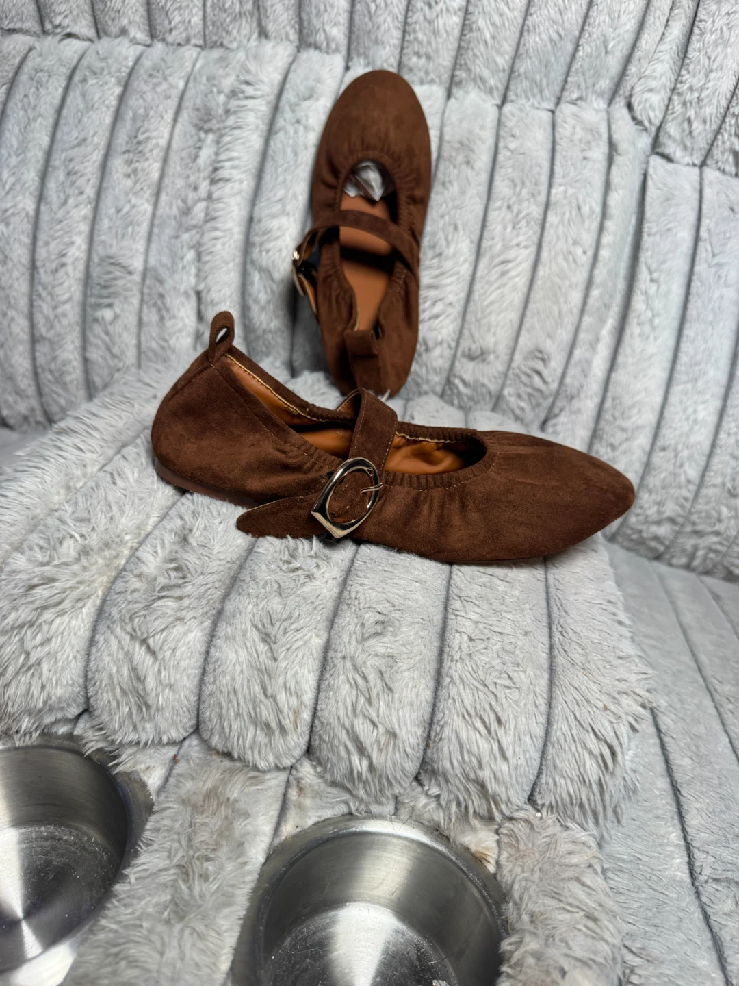 Brown Suede Ballet Flats with Buckle - photo 5