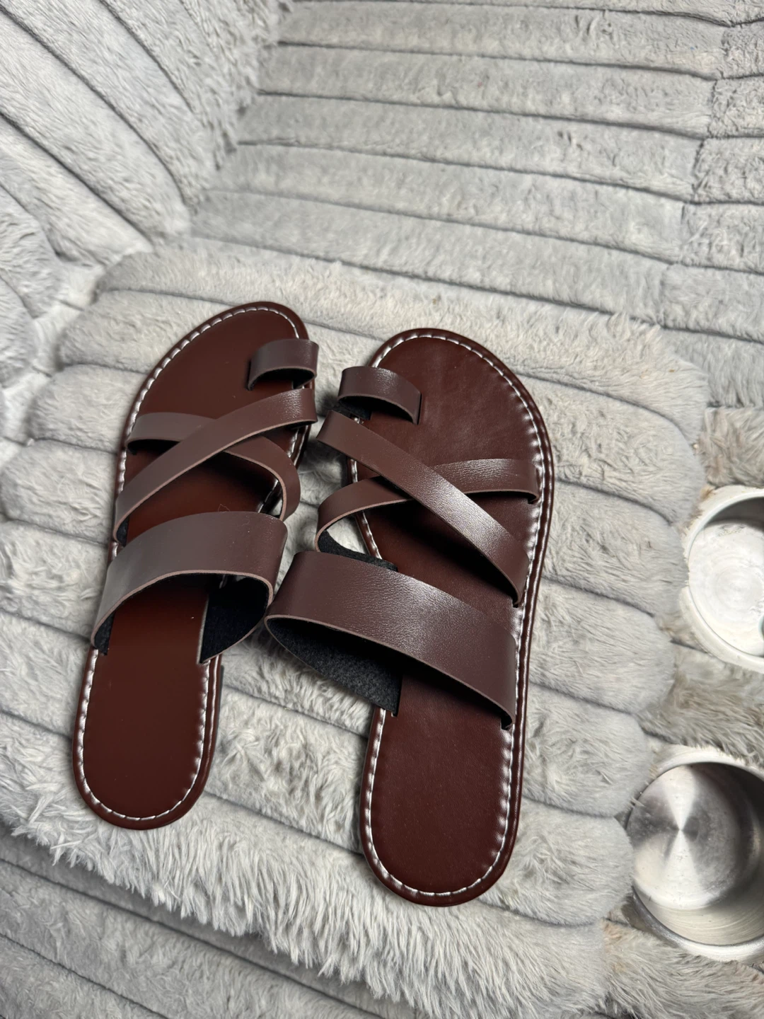 Women's Brown Leather Sandals - photo 4