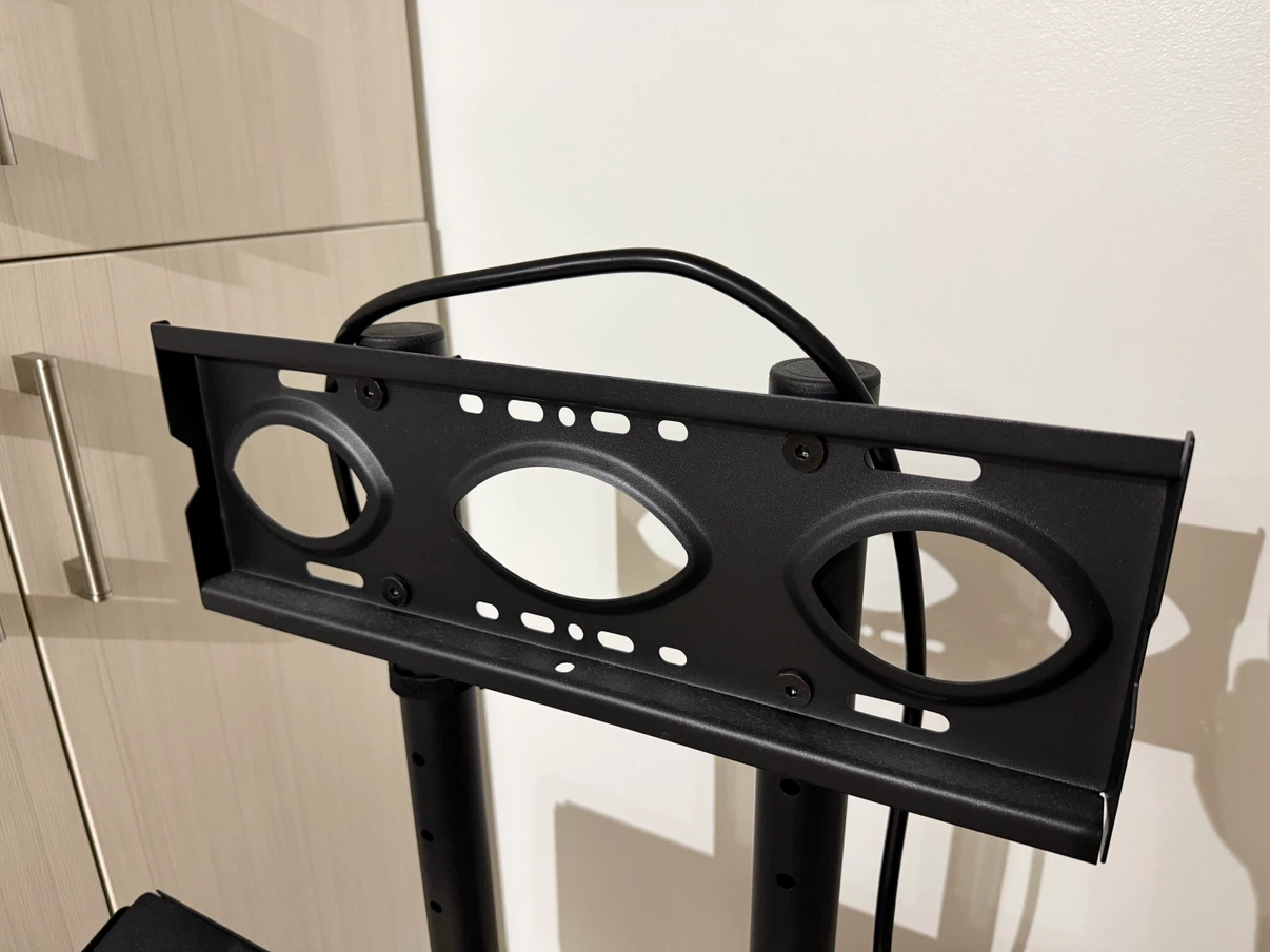 Black Mobile TV Stand with Shelf and Power Strip - photo 3