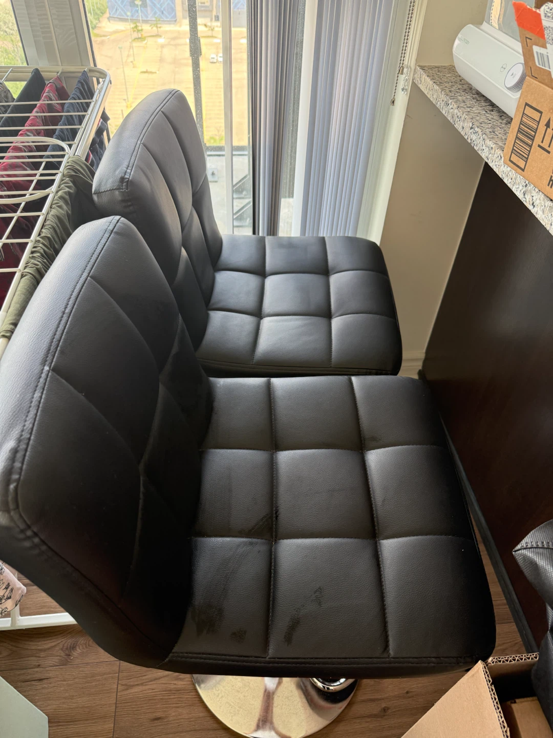 Black Faux Leather Bar Stool