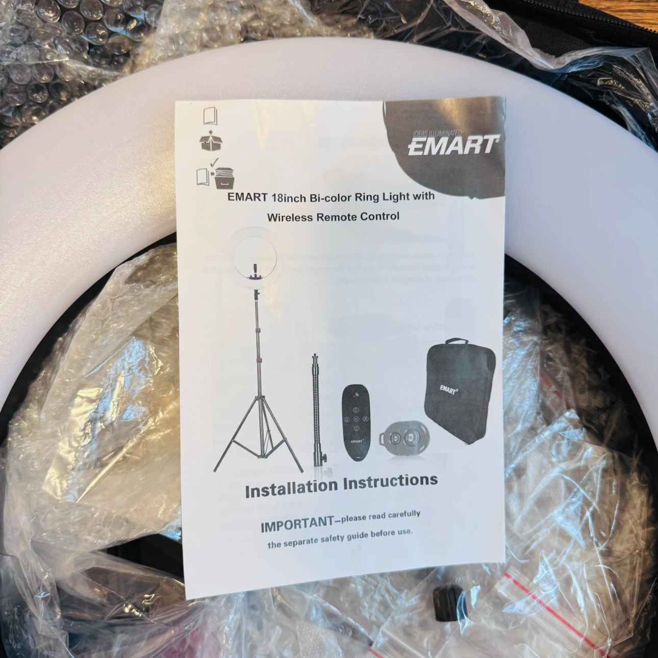EMART 18-inch Bi-Color Ring Light with Wireless Remote - photo 2