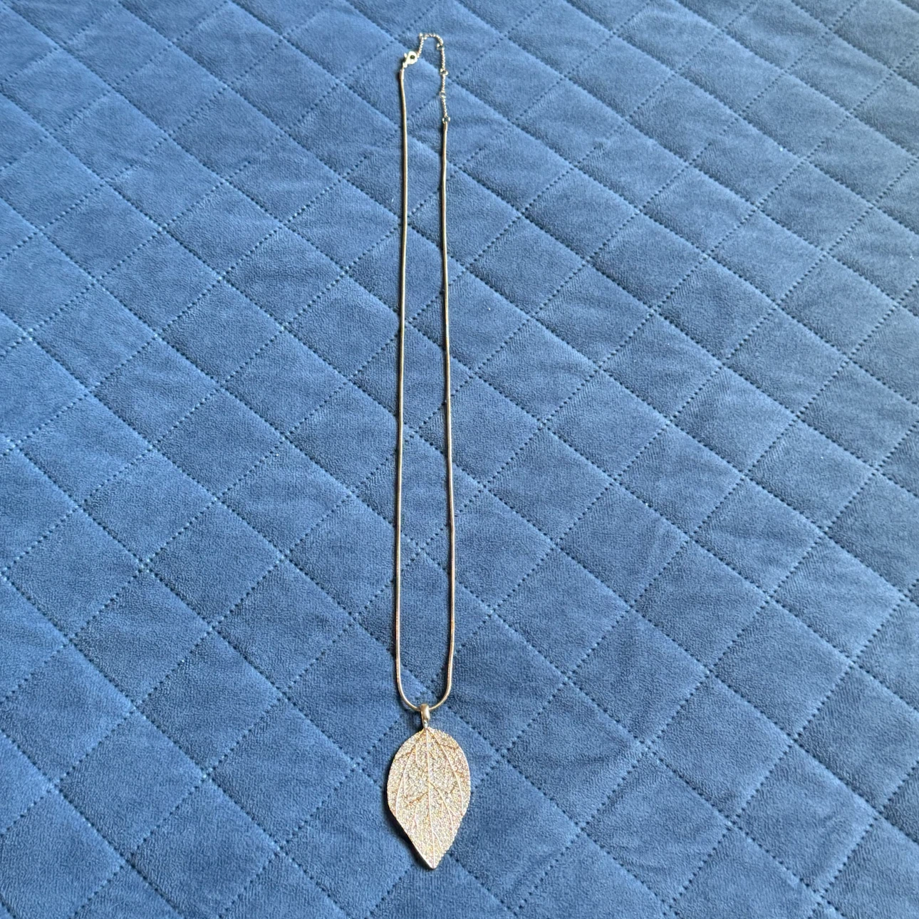 ALDO Leaf Pendant Necklace with Rhinestones