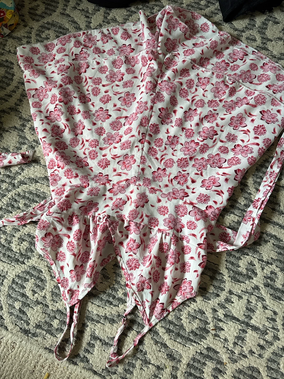 White Romper with Pink Floral Print Size Small
