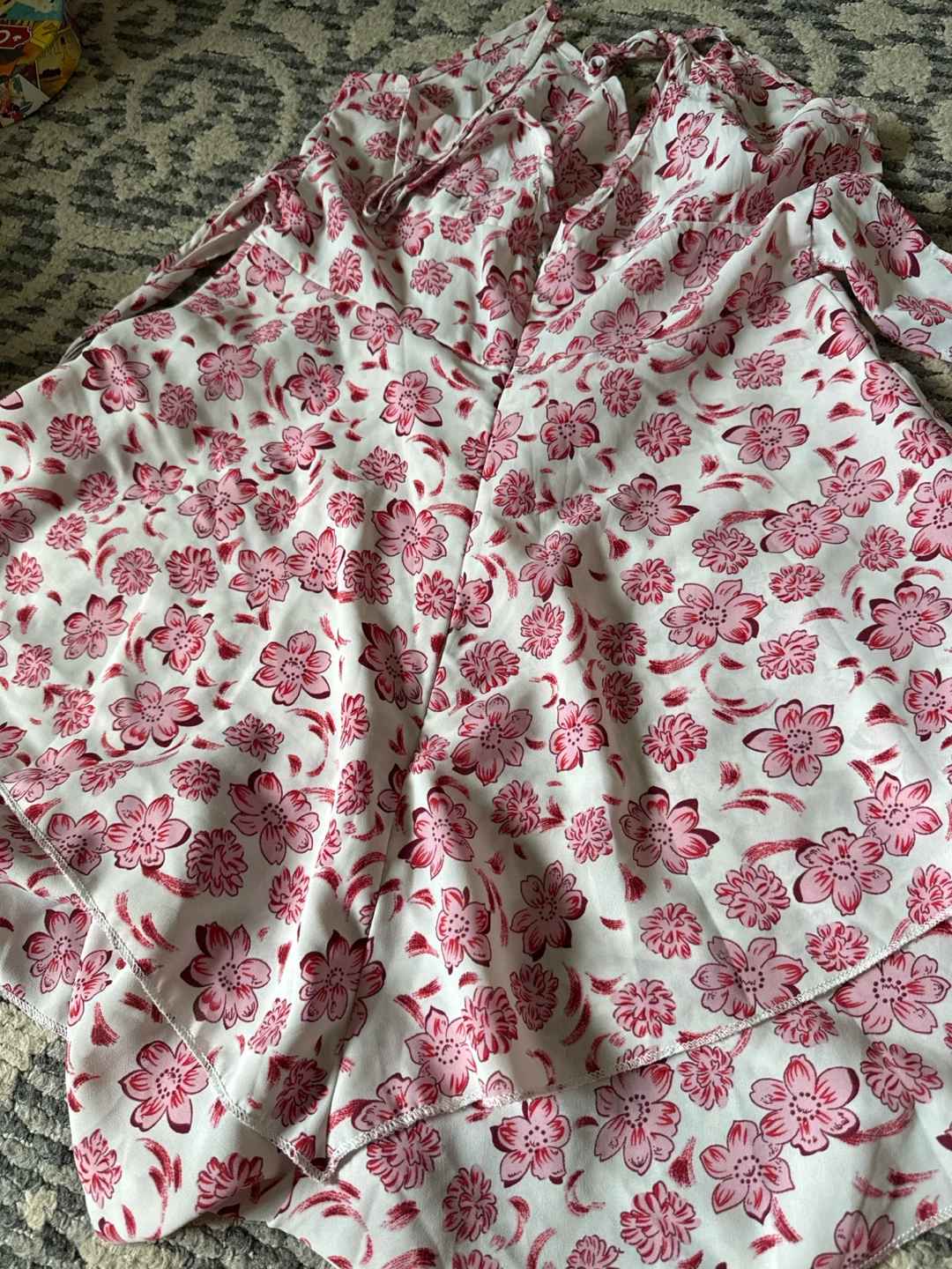 White Romper with Pink Floral Print Size Small - photo 2