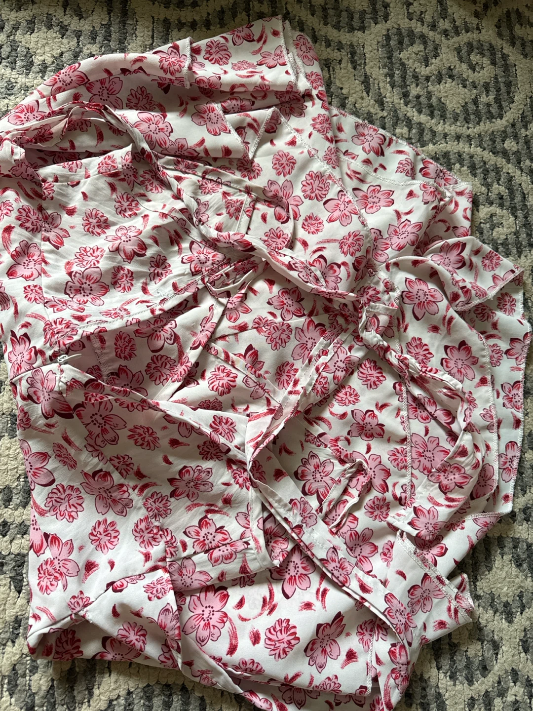 White Romper with Pink Floral Print Size Small - photo 3