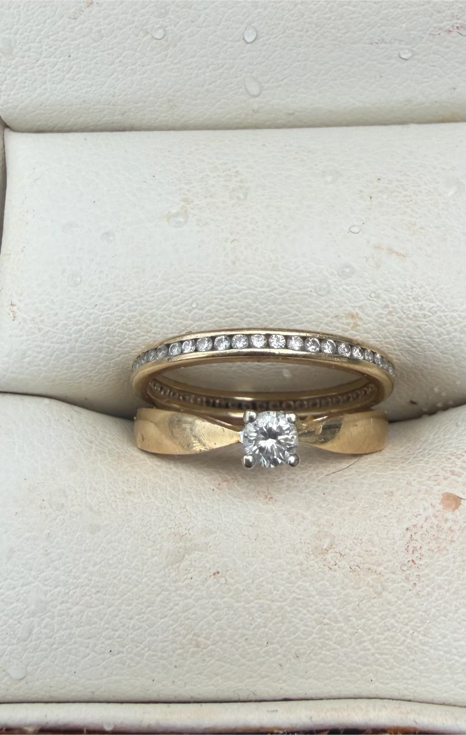 14k Gold Diamond Engagement & Wedding Ring Set