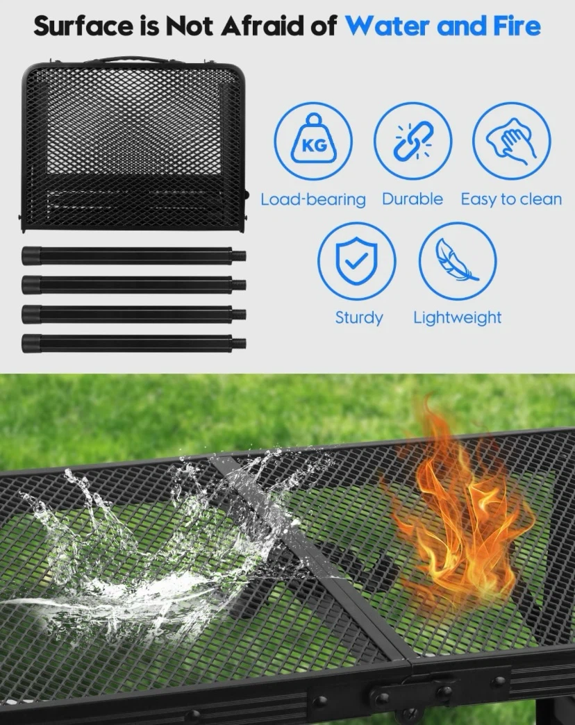 New Height Adjustable Folding Aluminum Camping Table Grill Table - photo 3