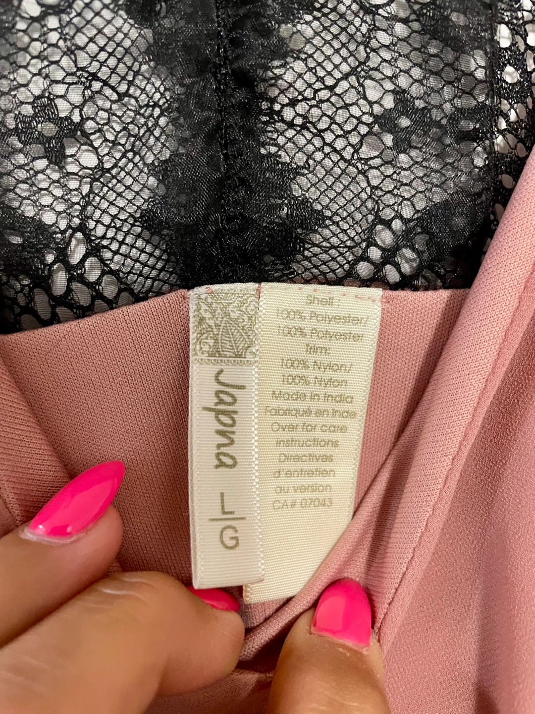 Japna Pink Lace Camisole Top - Size L - photo 4