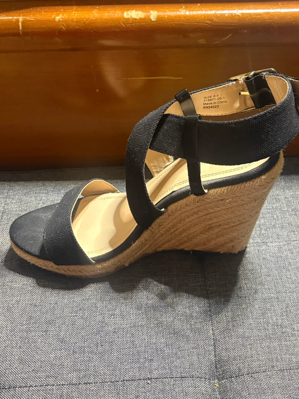 Banana Republic Black Canvas Espadrille Wedge Sandals