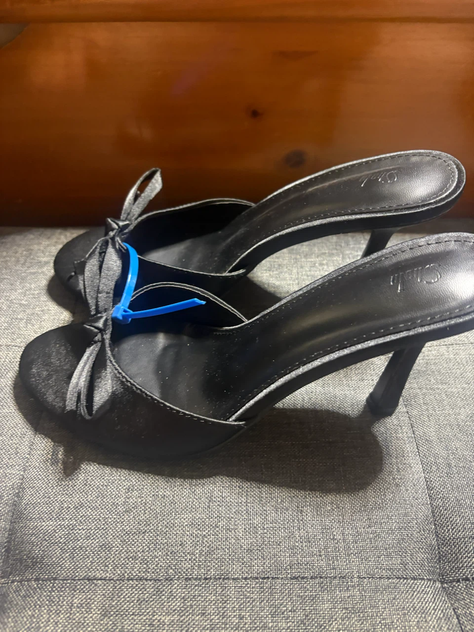 Chuu Black Satin Bow Heels - Size 38