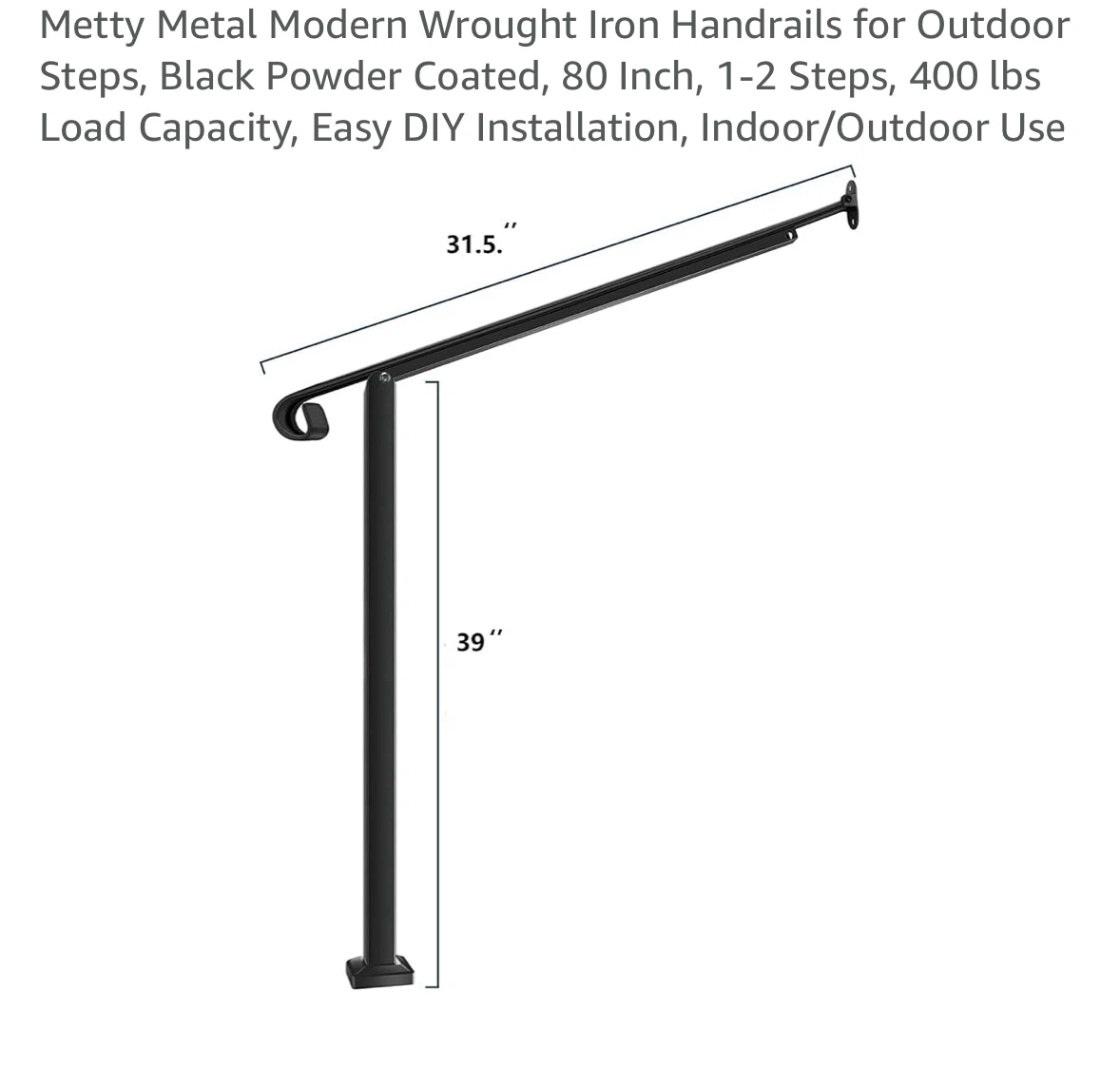 Metty Metal Modern Wrought Iron Handrail