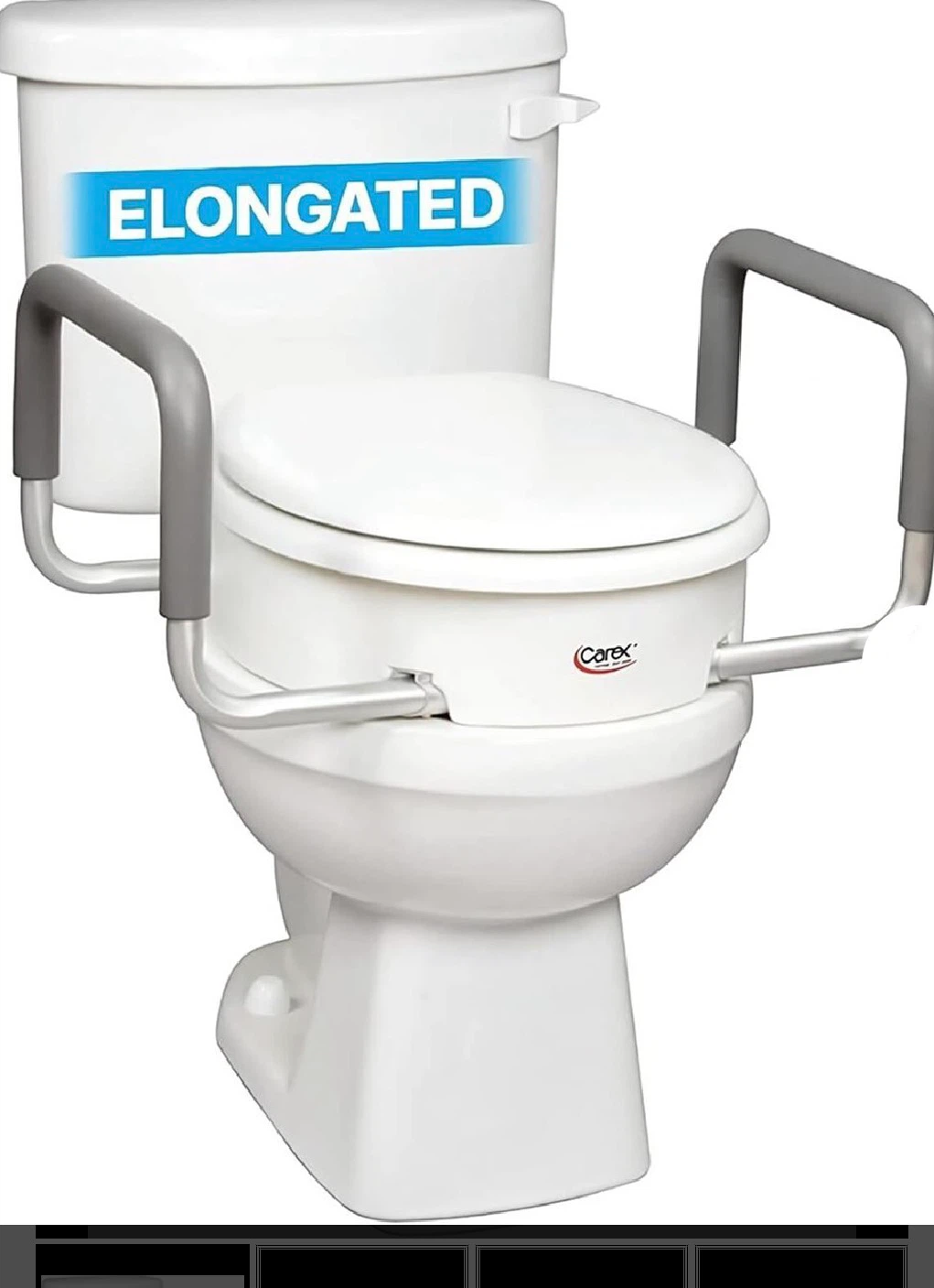 Carex Toilet Seat Riser with Handles - Elongated