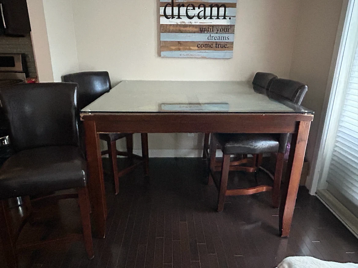 Beautiful Dark Wood Dining Table Set - 4 Chairs