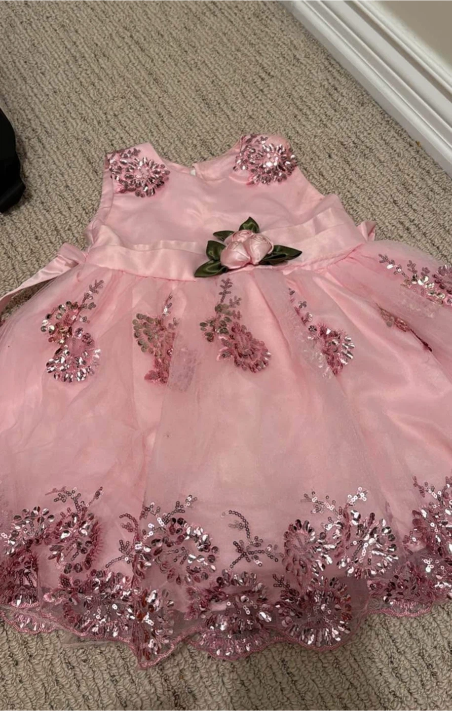 Pink Sequin Flower Girl Dress