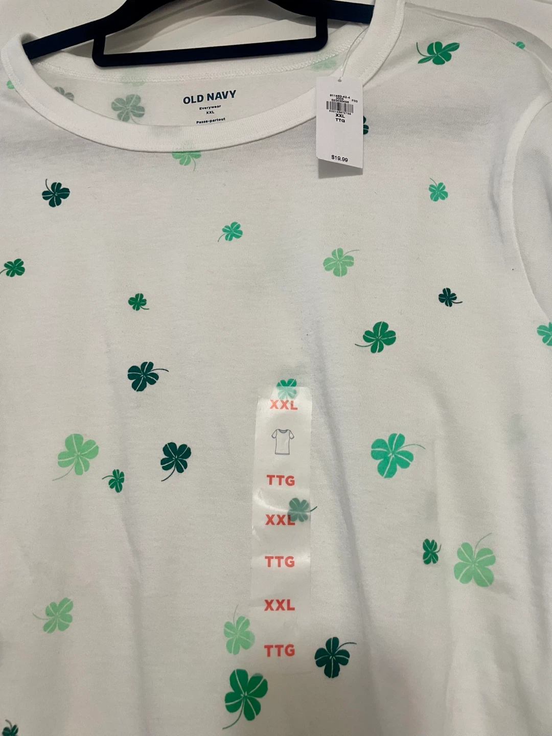 NWT Old Navy White Clover Print T-Shirt XXL - photo 2