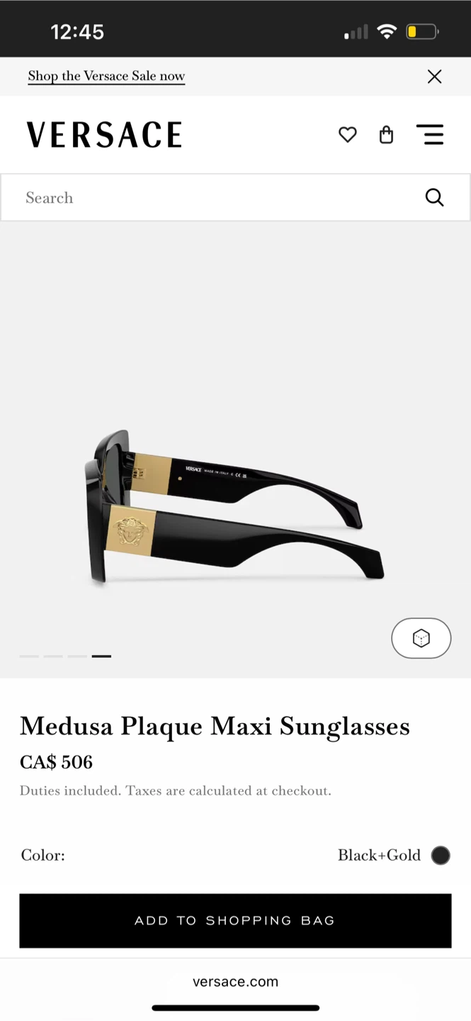 Brand new $340 Versace Medusa Plaque Maxi Sunglasses Black+Gold
