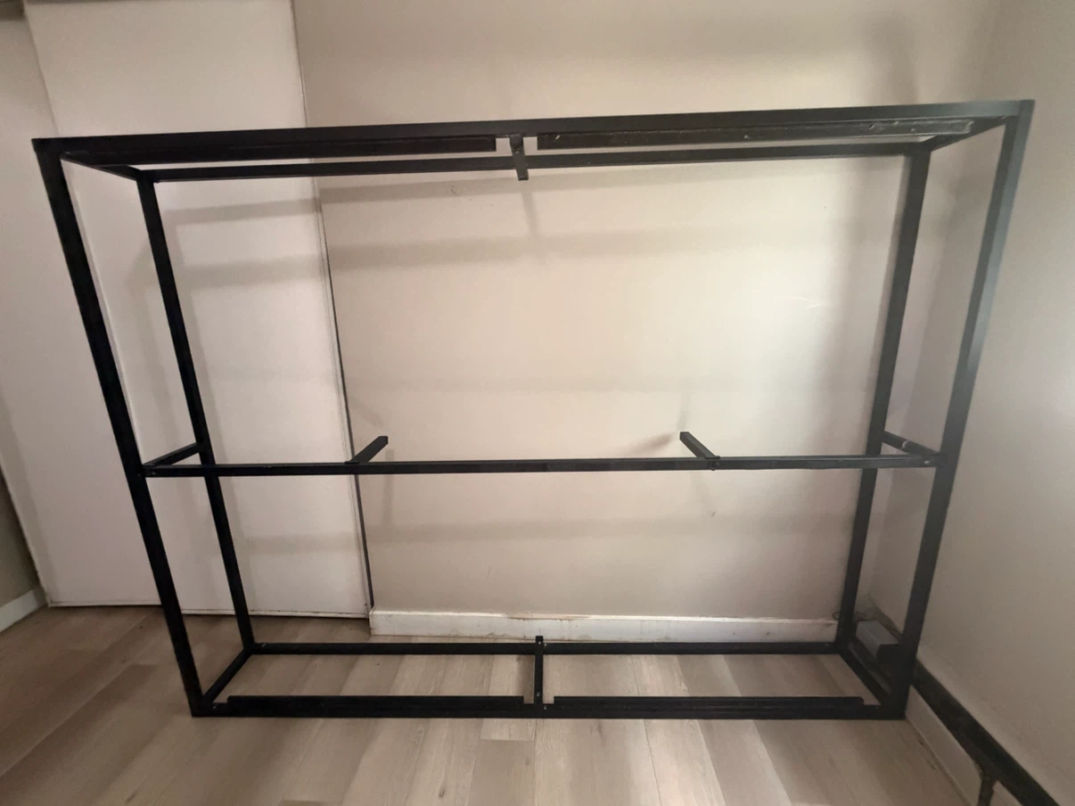 Black Metal Bed Frame with Wood Slat Supports - photo 2