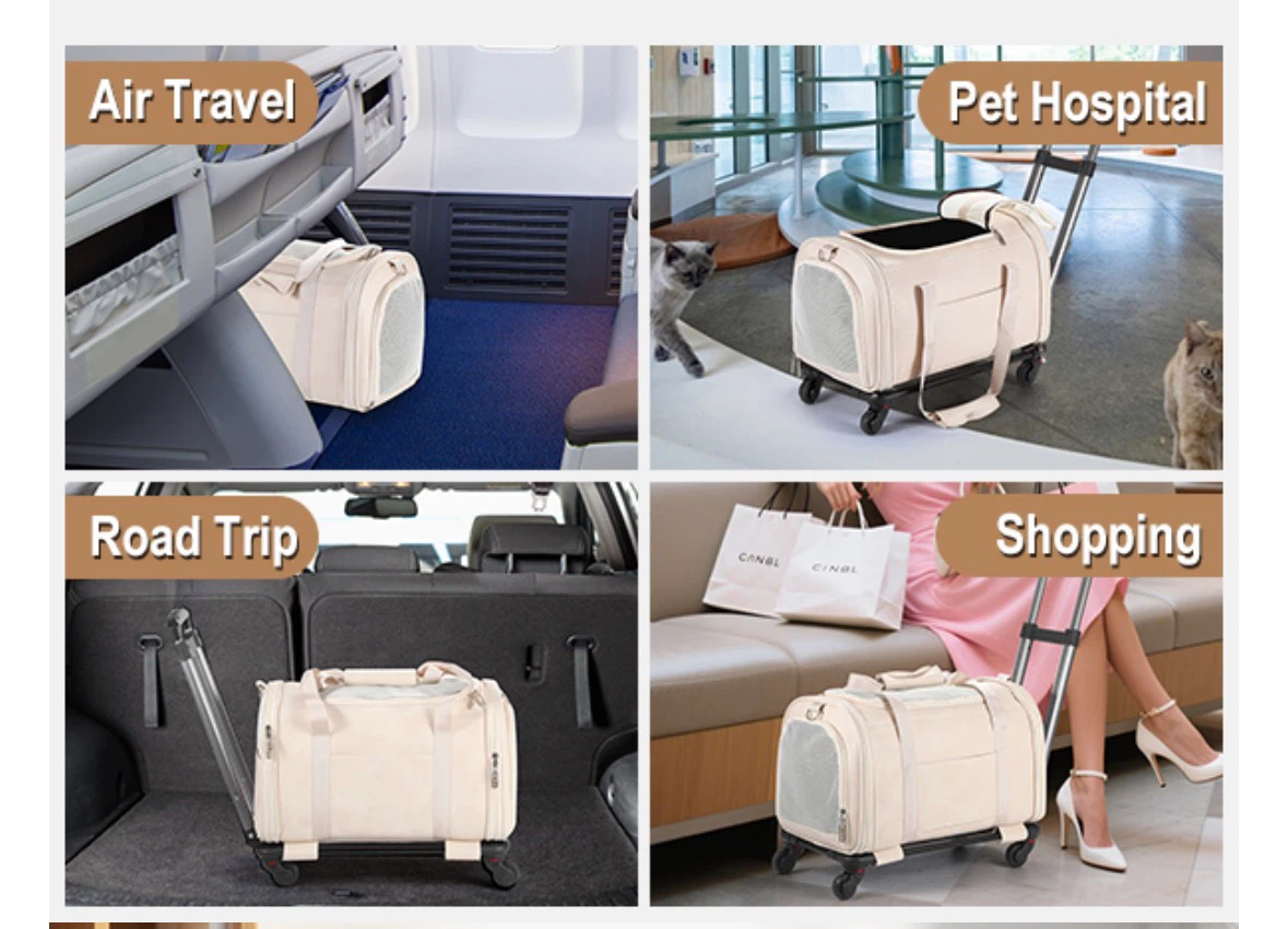 Cream Pet Carrier with Wheels - photo 2