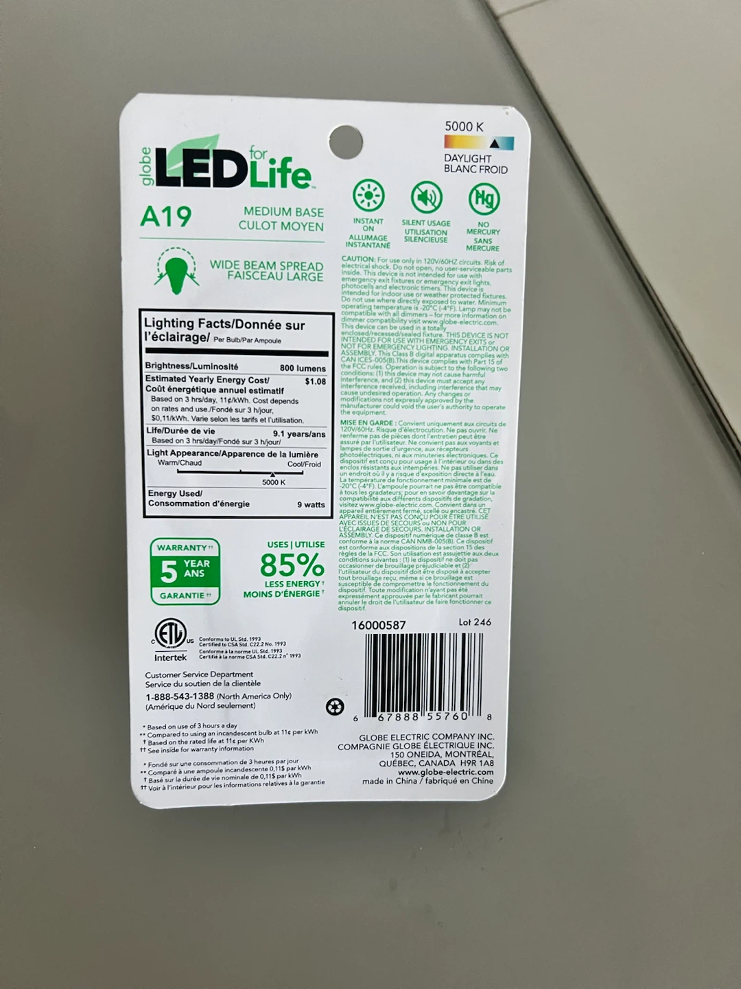 Globe LEDLife A19 Daylight LED Bulb, 800 Lumens - photo 2