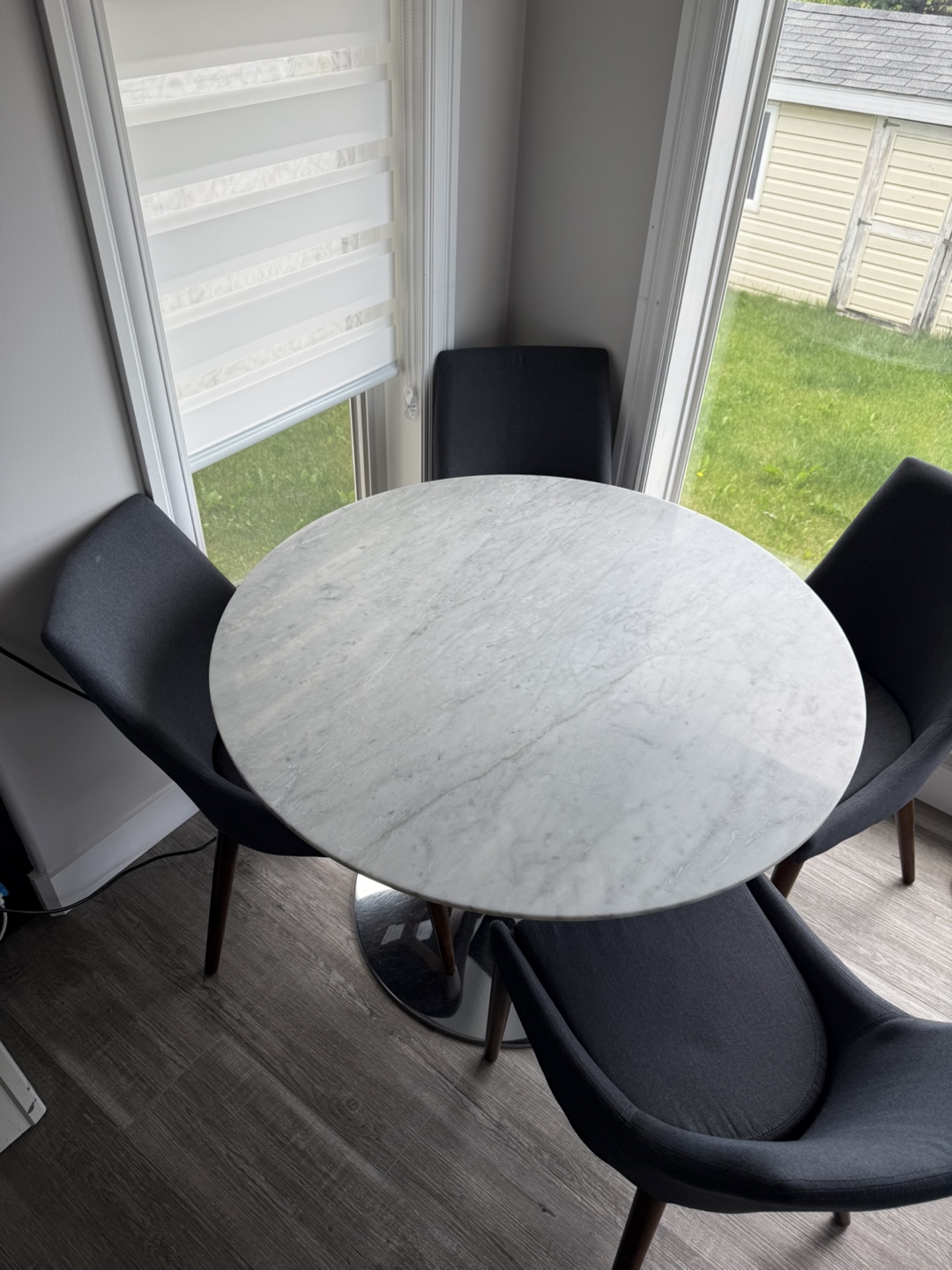 Round Marble Dining Table with 4 Chairs - photo 2