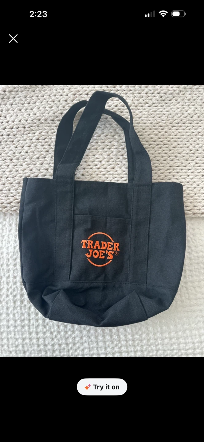 Trader Joe's Black mini Canvas Tote Bag
