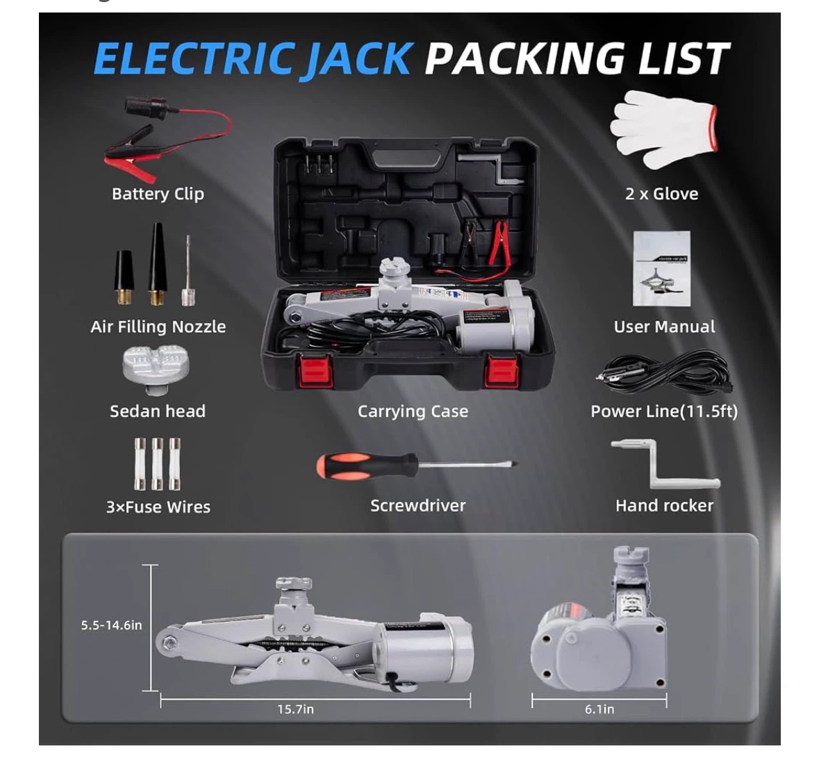 2 Ton 12V Electric Car Jack with Case - photo 5
