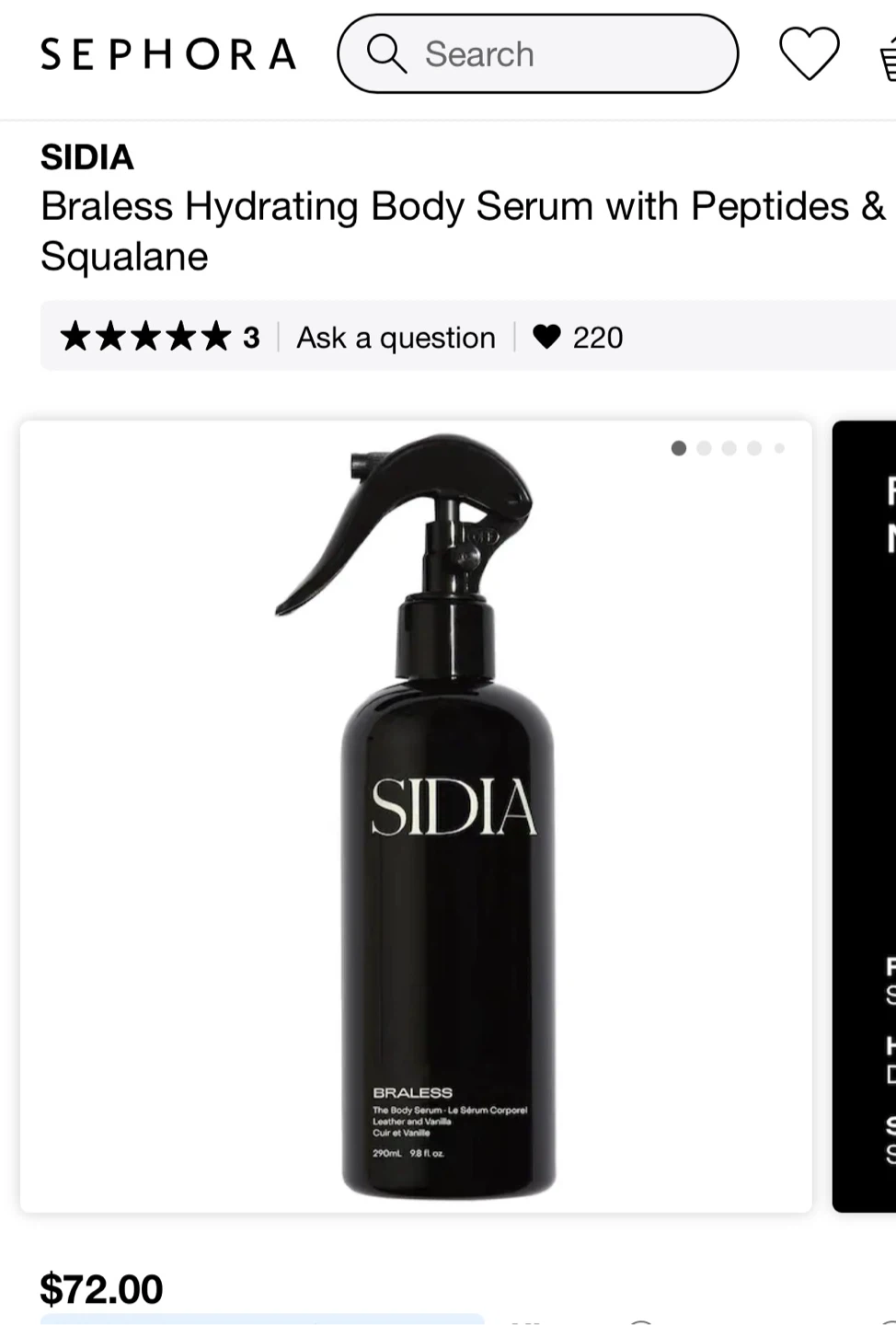 SIDIA Braless The Body Serum Leather & Vanilla 290 mL - photo 2