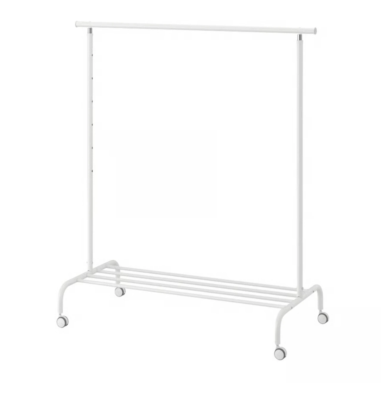 White Rolling Clothes Rack with Shelf