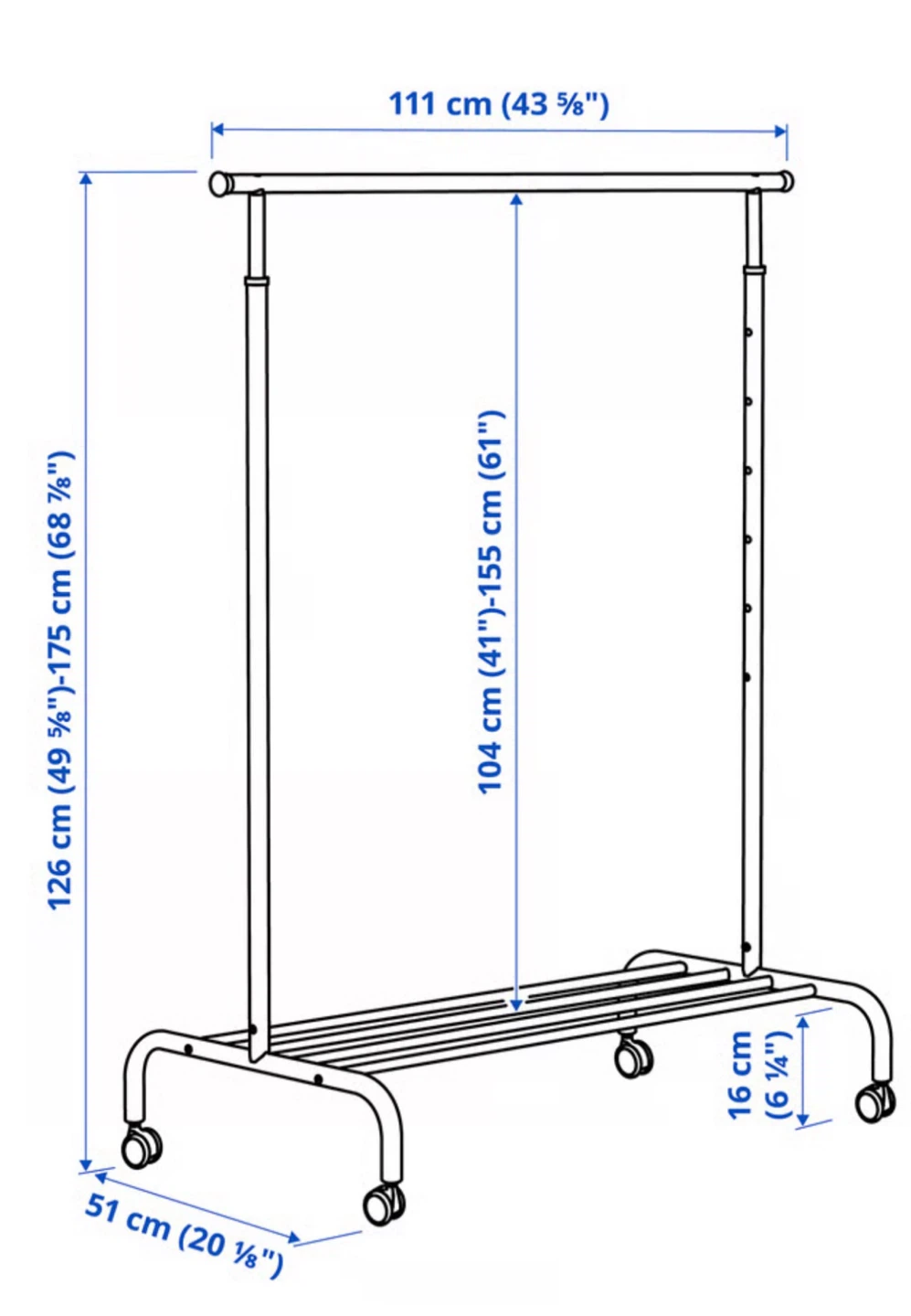 White Rolling Clothes Rack with Shelf - photo 2