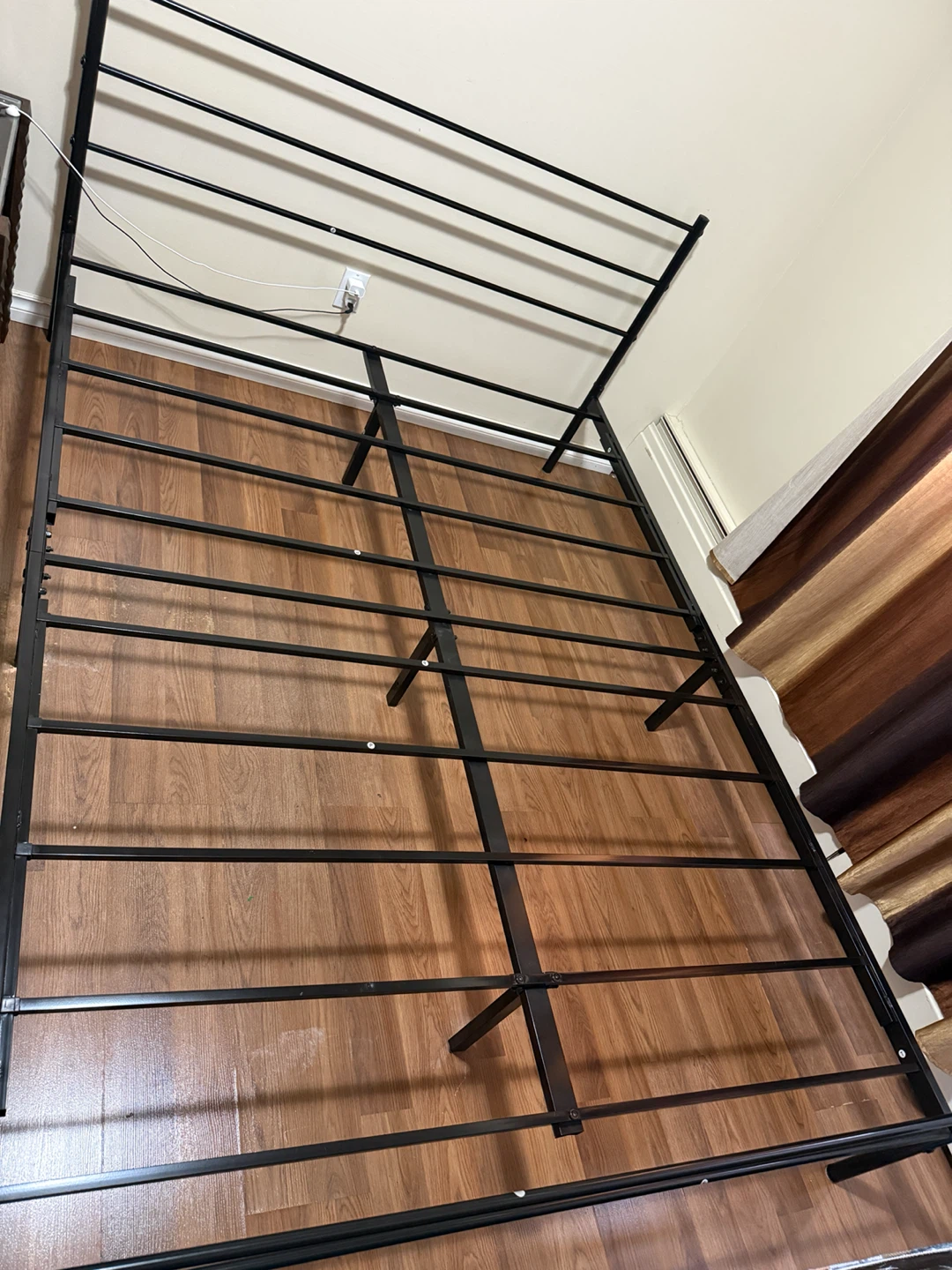 Portable, Queen size Black Metal Bed Frame