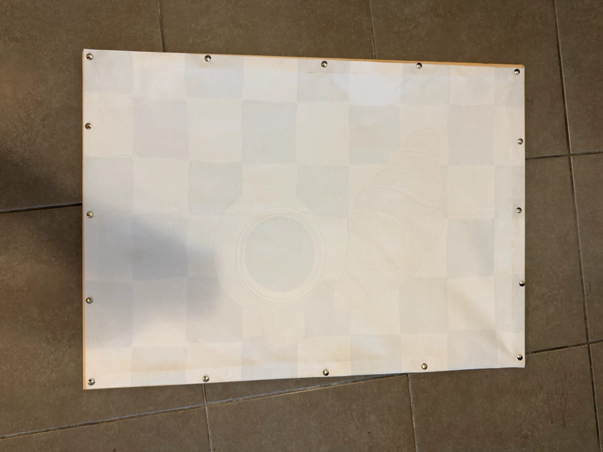 Framed Café Wall Art - Croissant & Coffee on Checkerboard - photo 2
